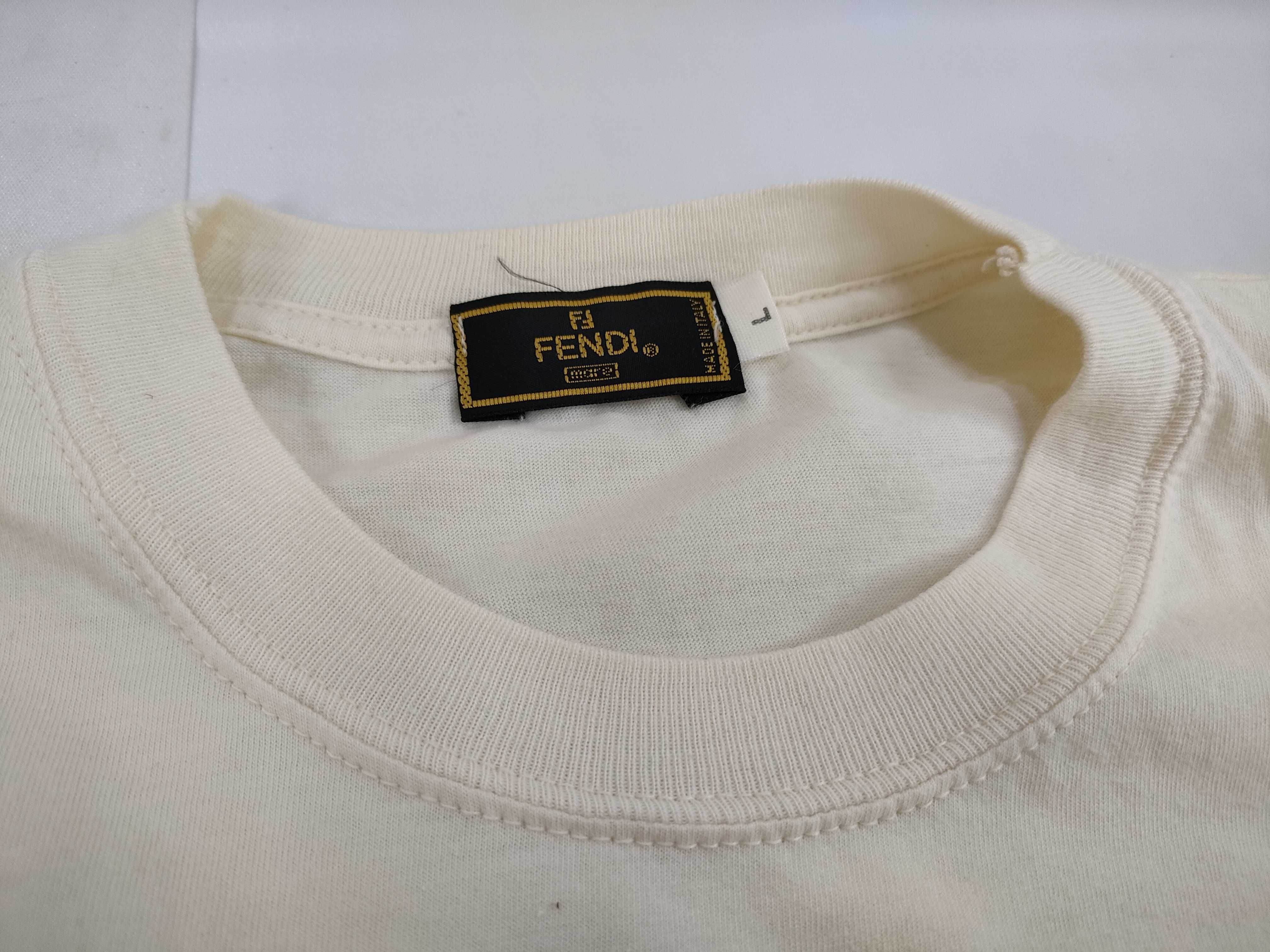 Fendi Mare Vintage Short Sleeve Logo T-Shirt, Cream, Size Large