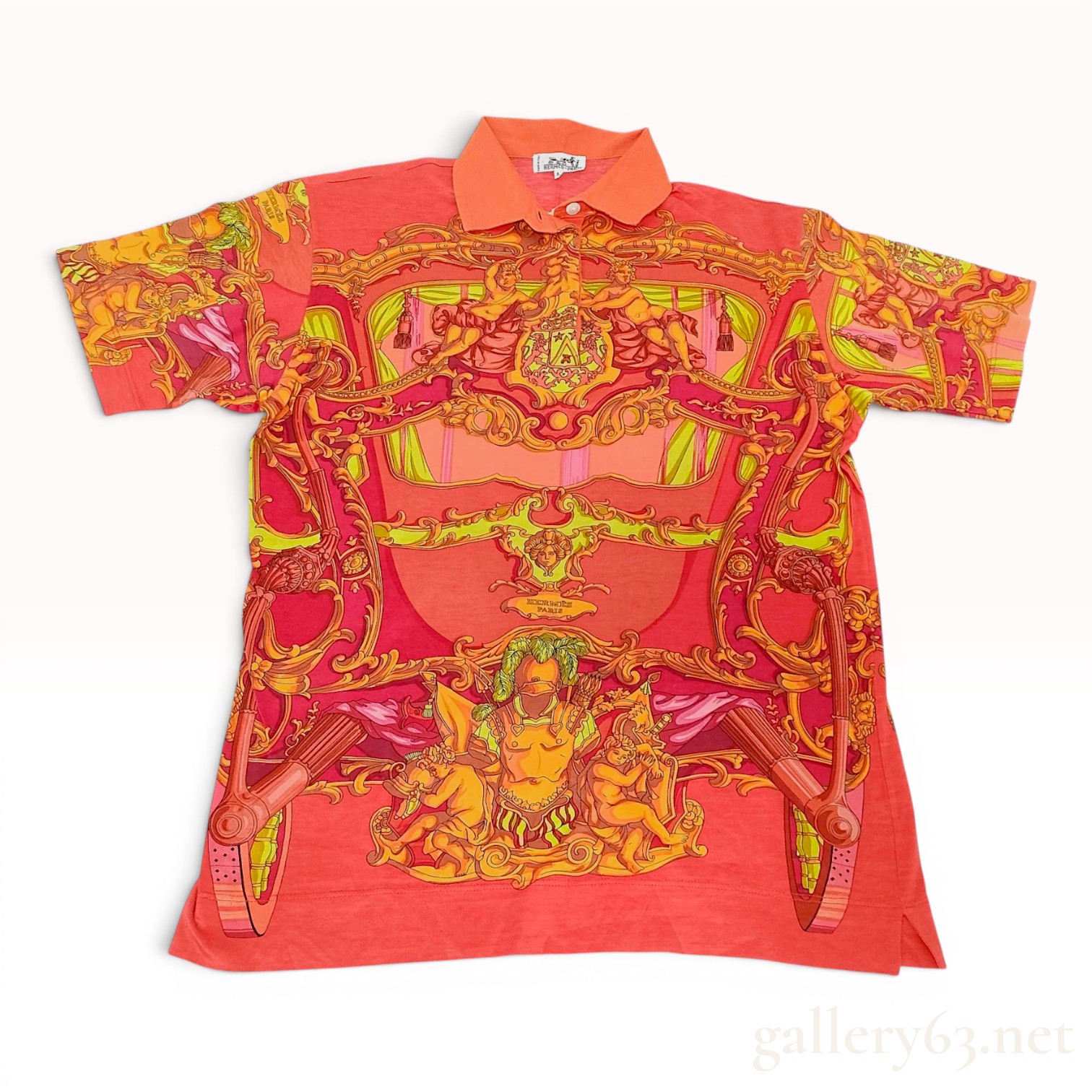 Hermes Grand Carrosse Printed Cotton and Linen Polo Shirt