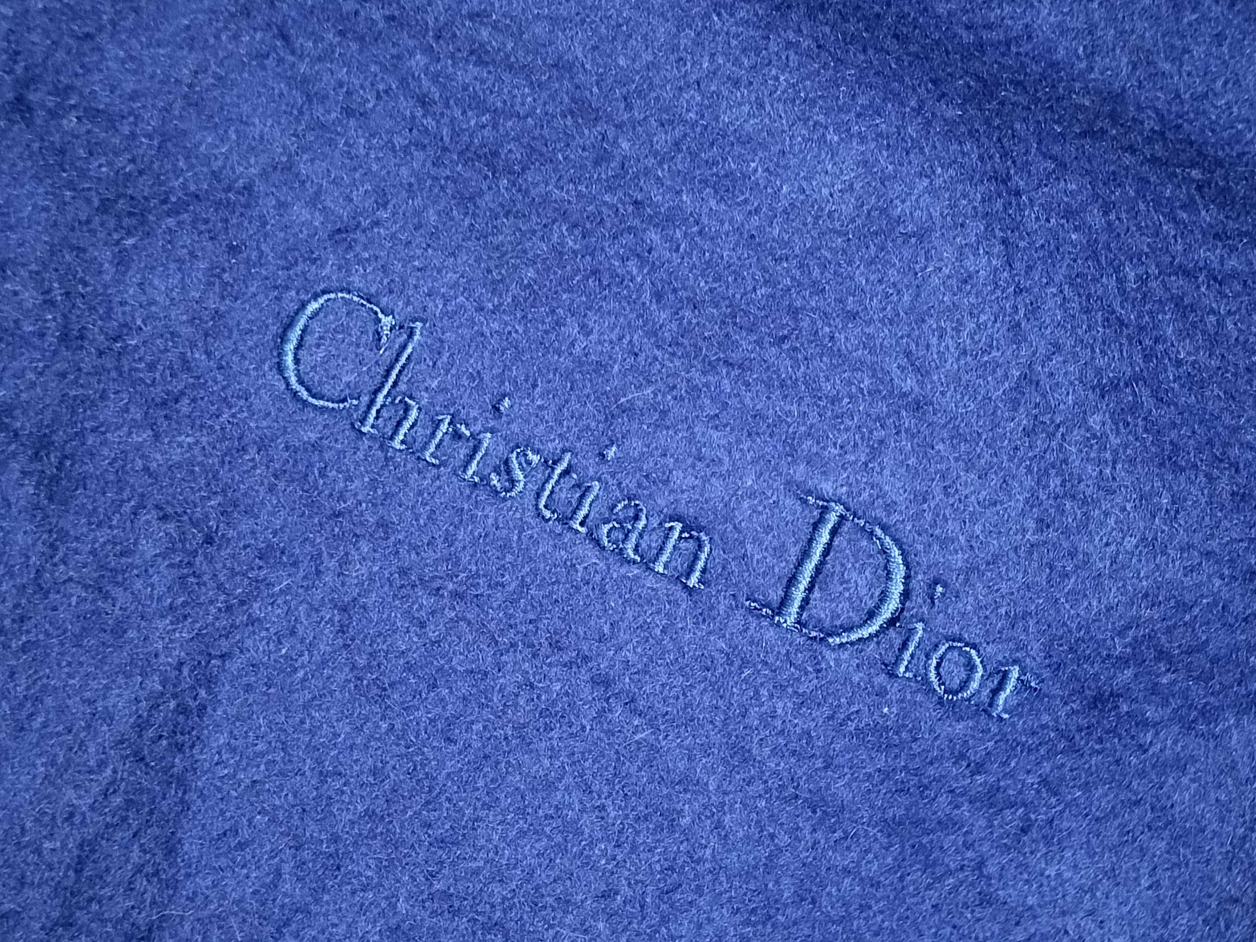 Christian Dior Royal Blue Solid Scarf with Fringed Ends