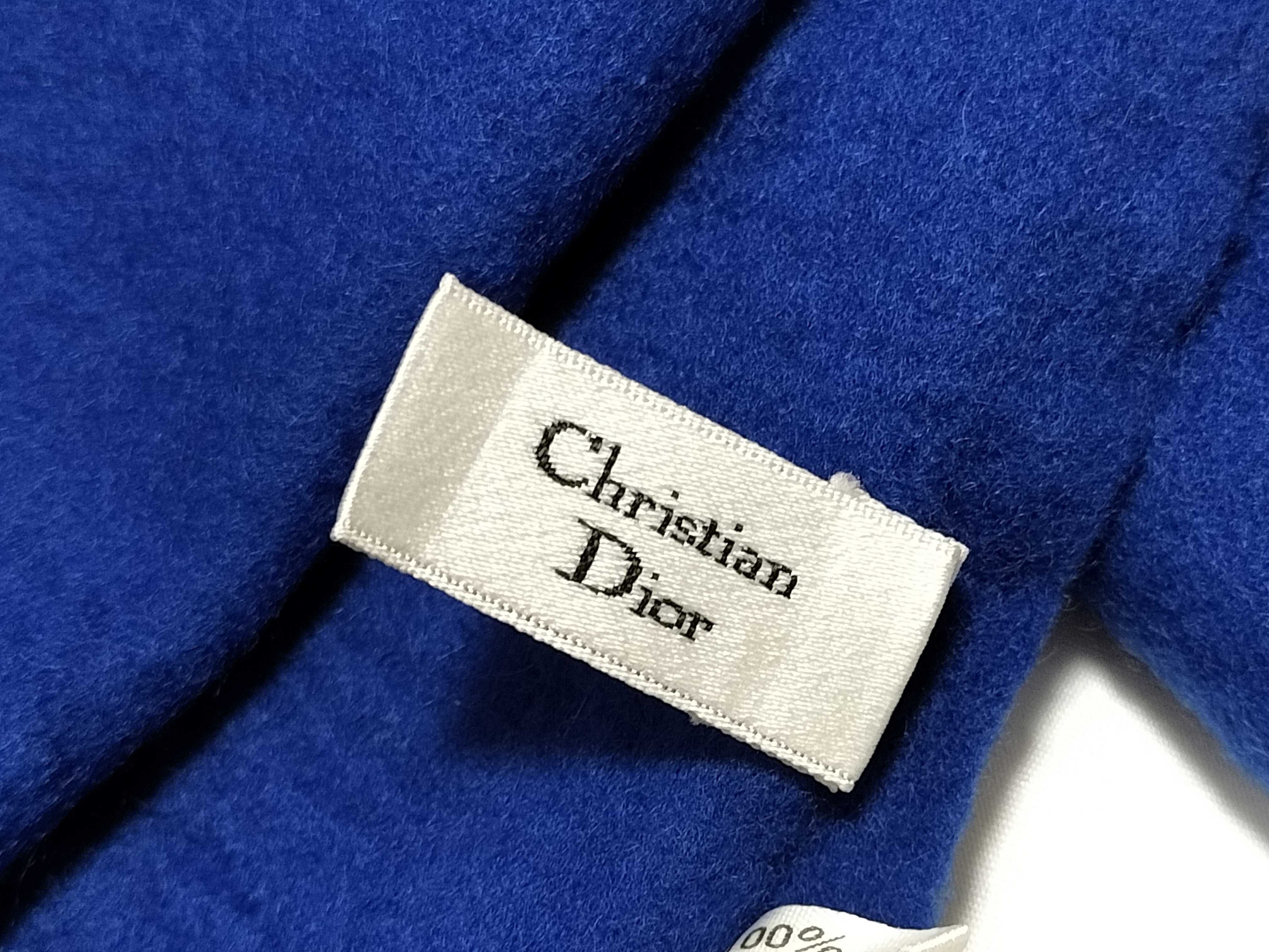 Christian Dior Royal Blue Solid Scarf with Fringed Ends