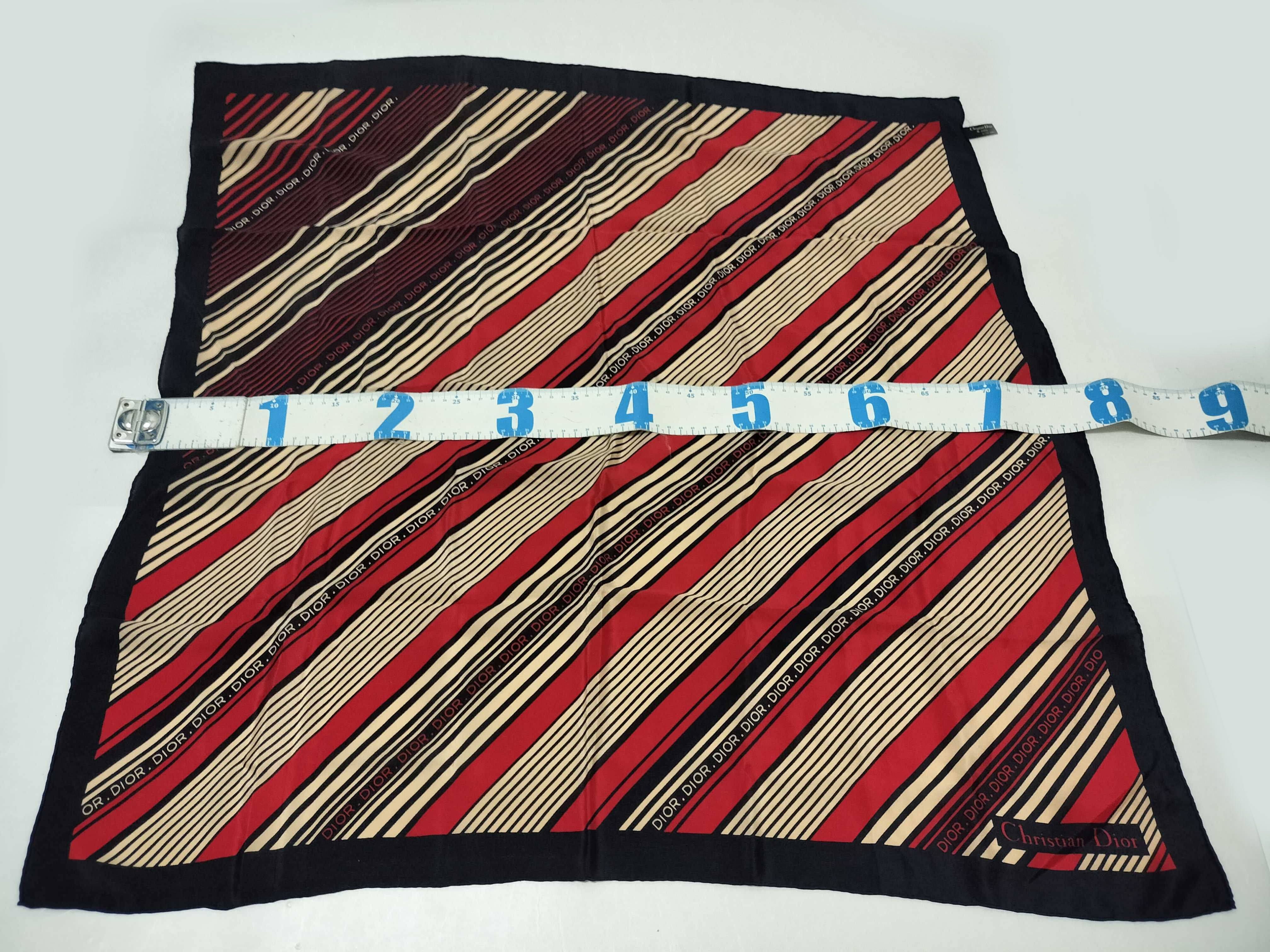 Christian Dior Vintage Silk Diagonal Stripe Square Scarf