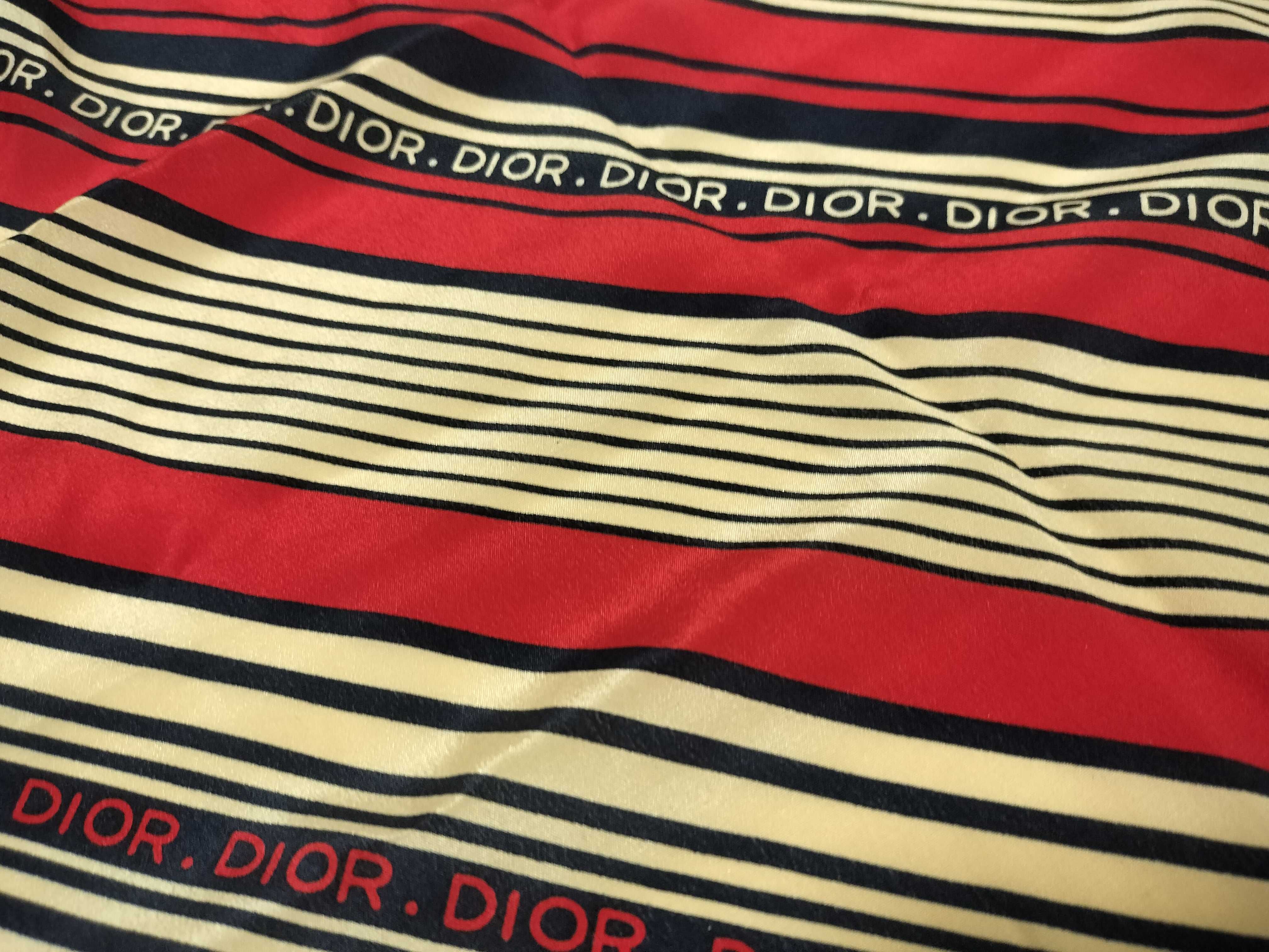 Christian Dior Vintage Silk Diagonal Stripe Square Scarf