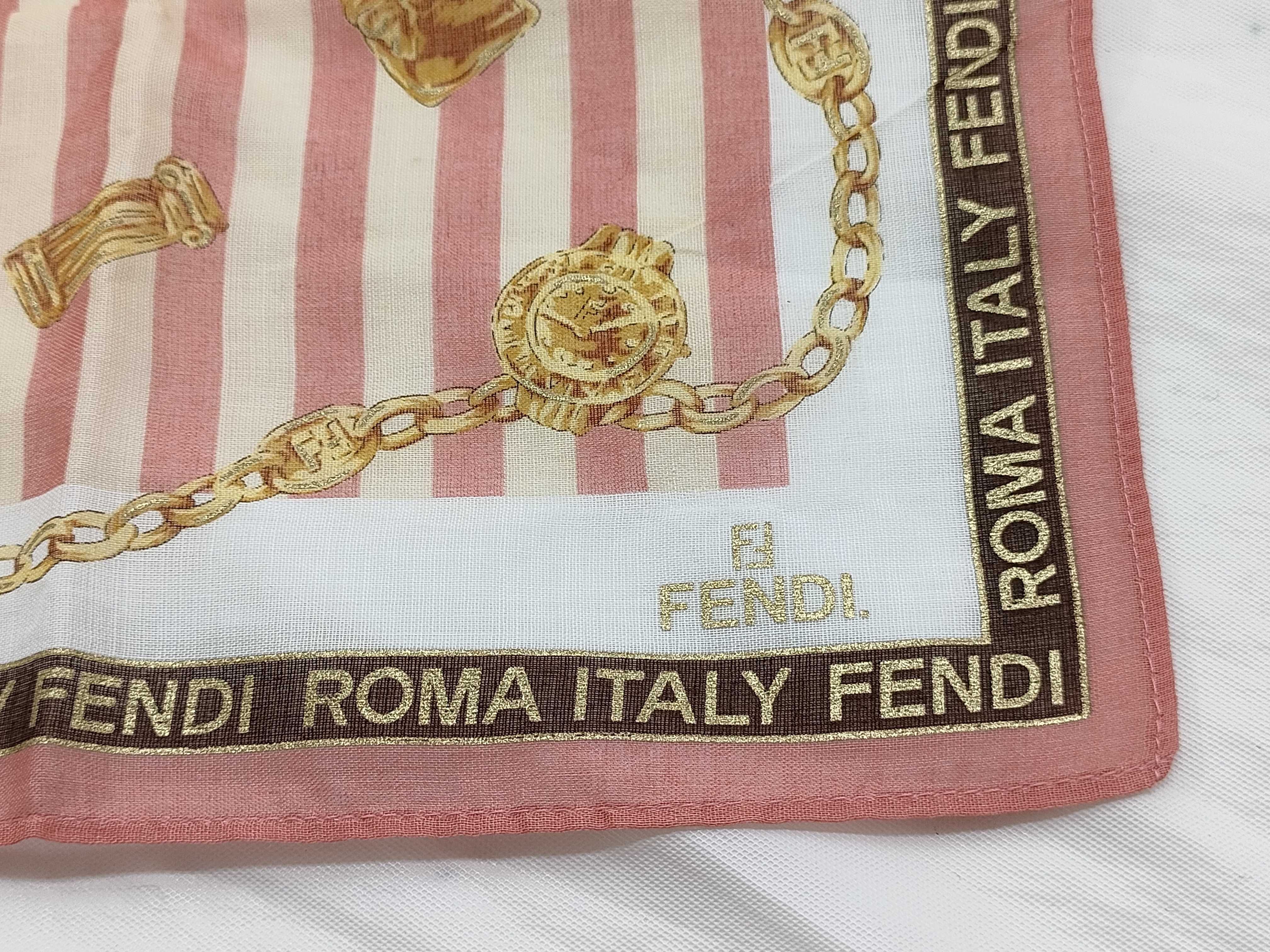 Fendi Striped and Fashion Motif Square Scarf