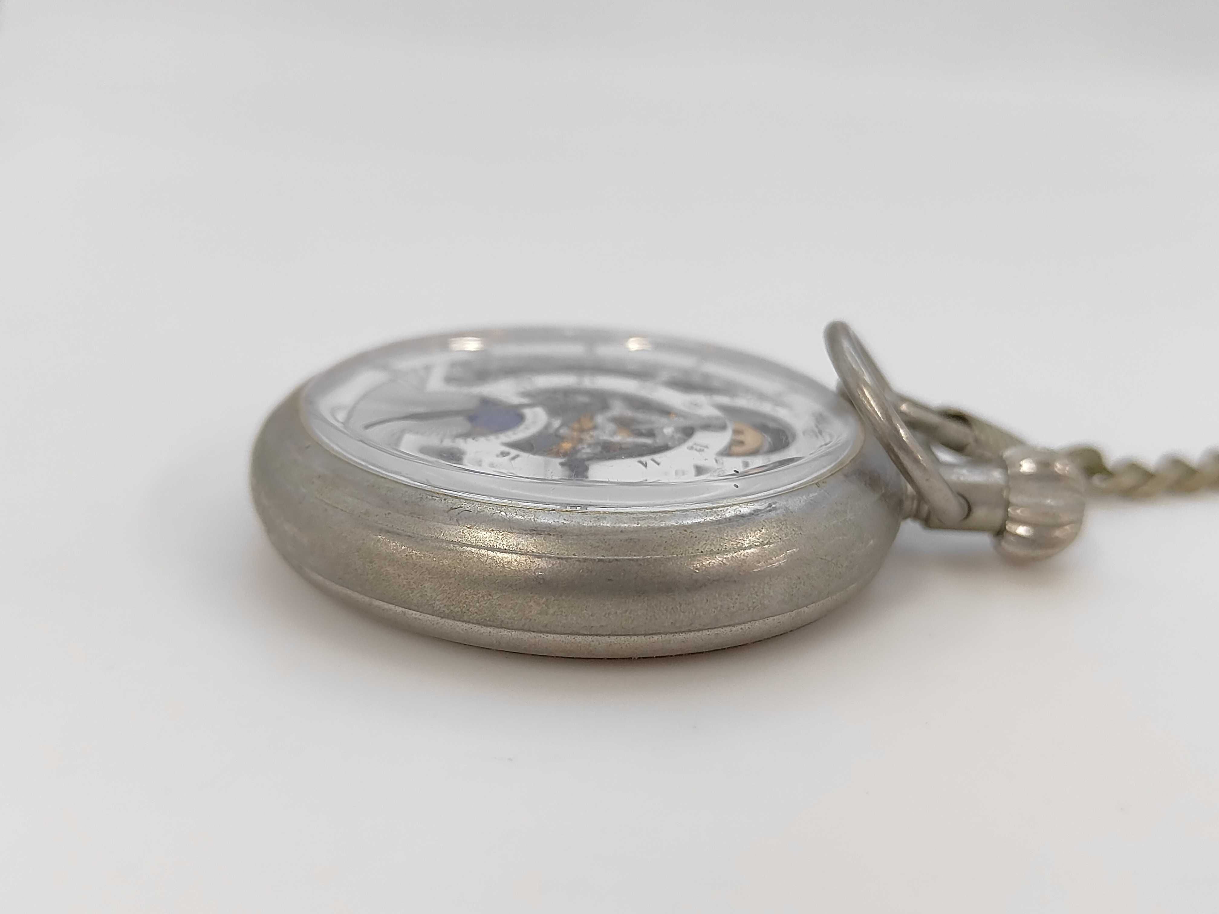 Palermo 17-Jewel Skeleton Dual Time Moon Phase Pocket Watch