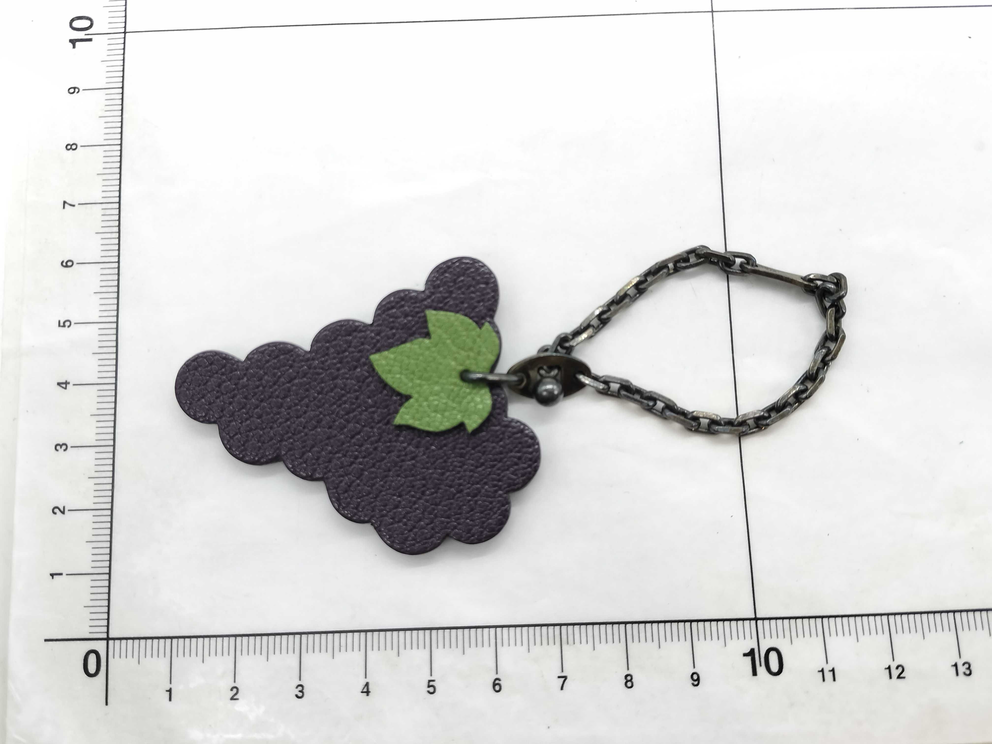Hermes Tutti Frutti Purple and Green Leather Grape Bag Charm in Sterling Silver
