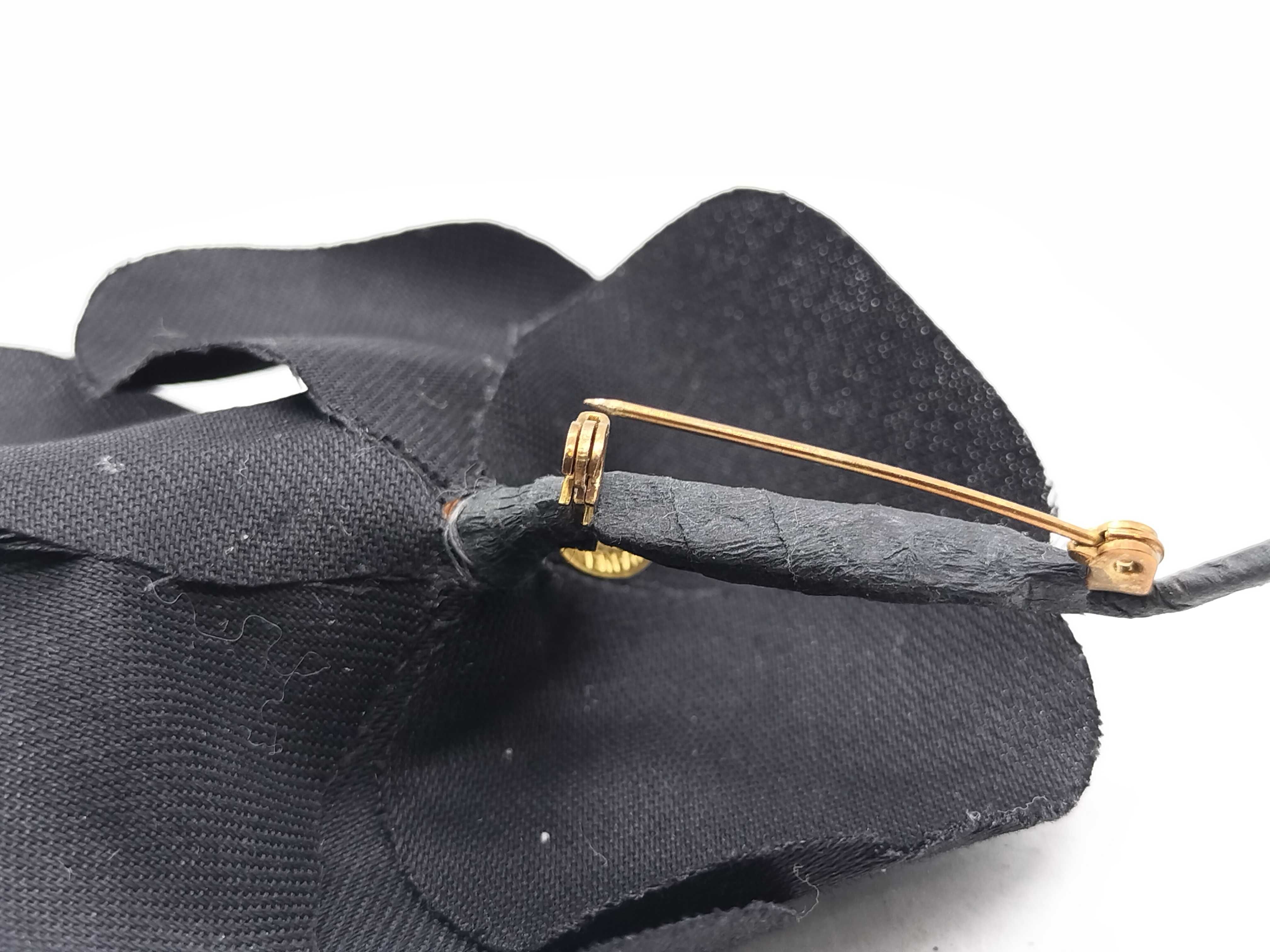 Vintage Chanel Black Fabric Camellia Brooch with Presentation Box