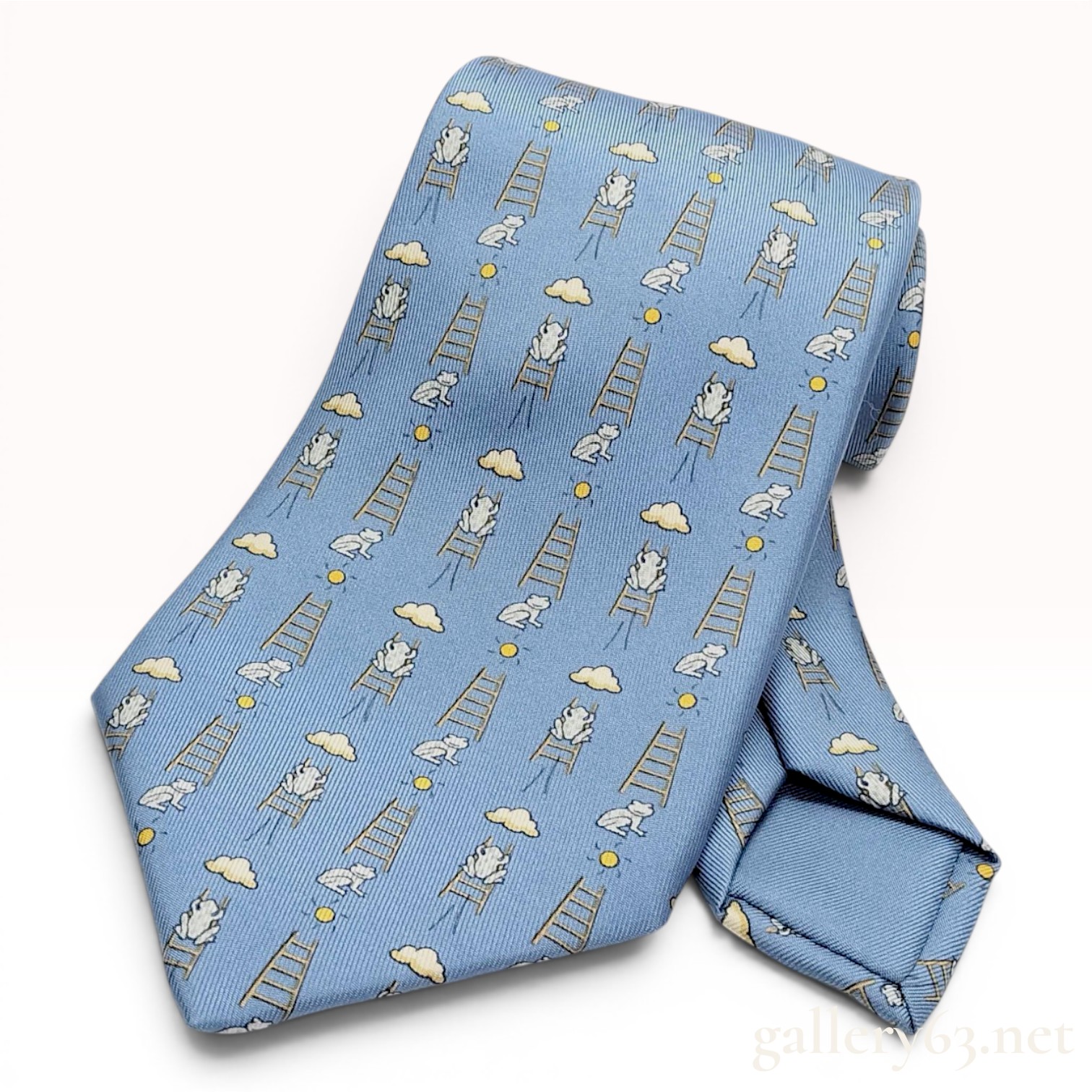 Hermes Frog and Ladder Motif Silk Tie 7860 UA
