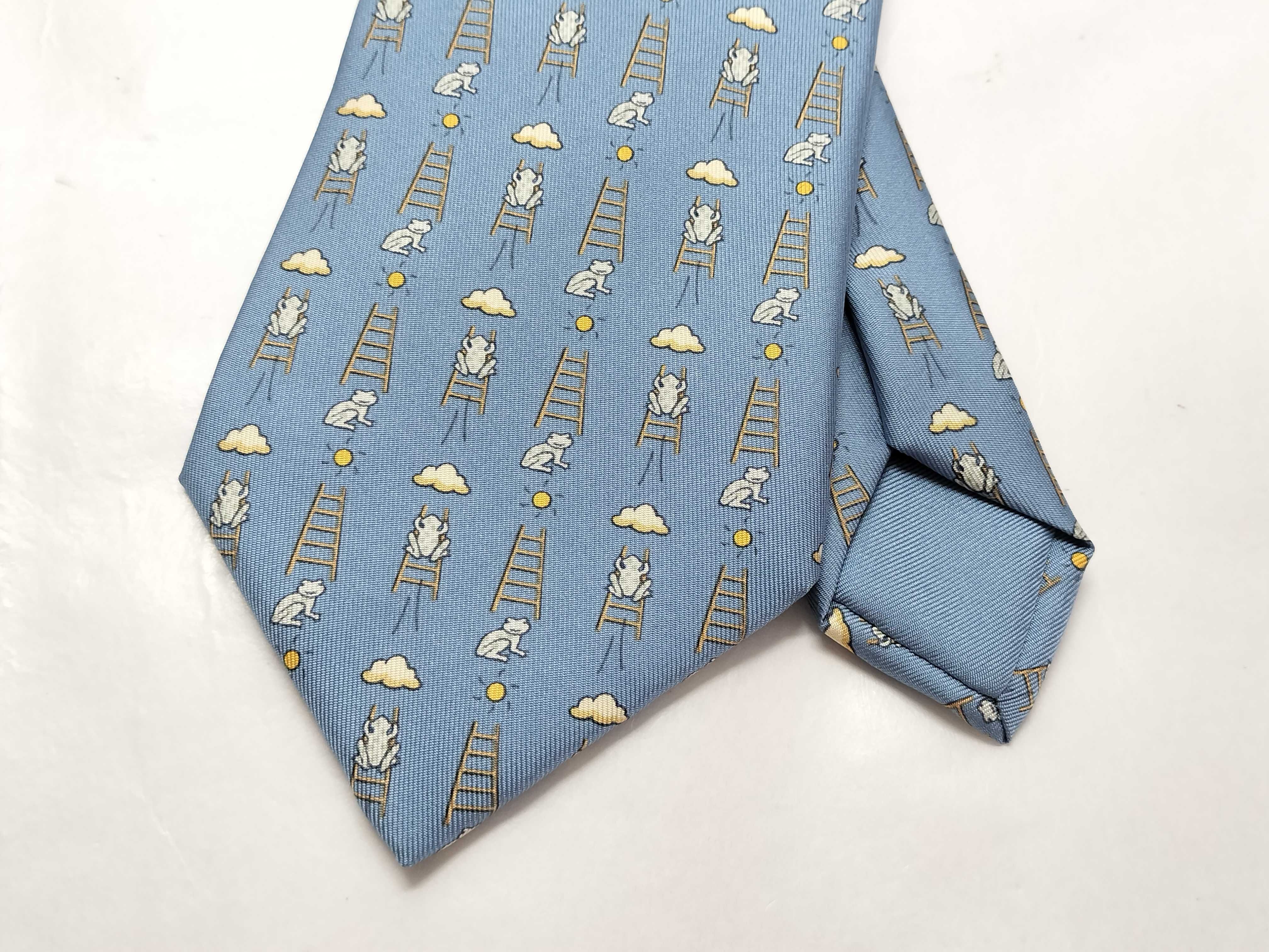 Hermes Frog and Ladder Motif Silk Tie 7860 UA