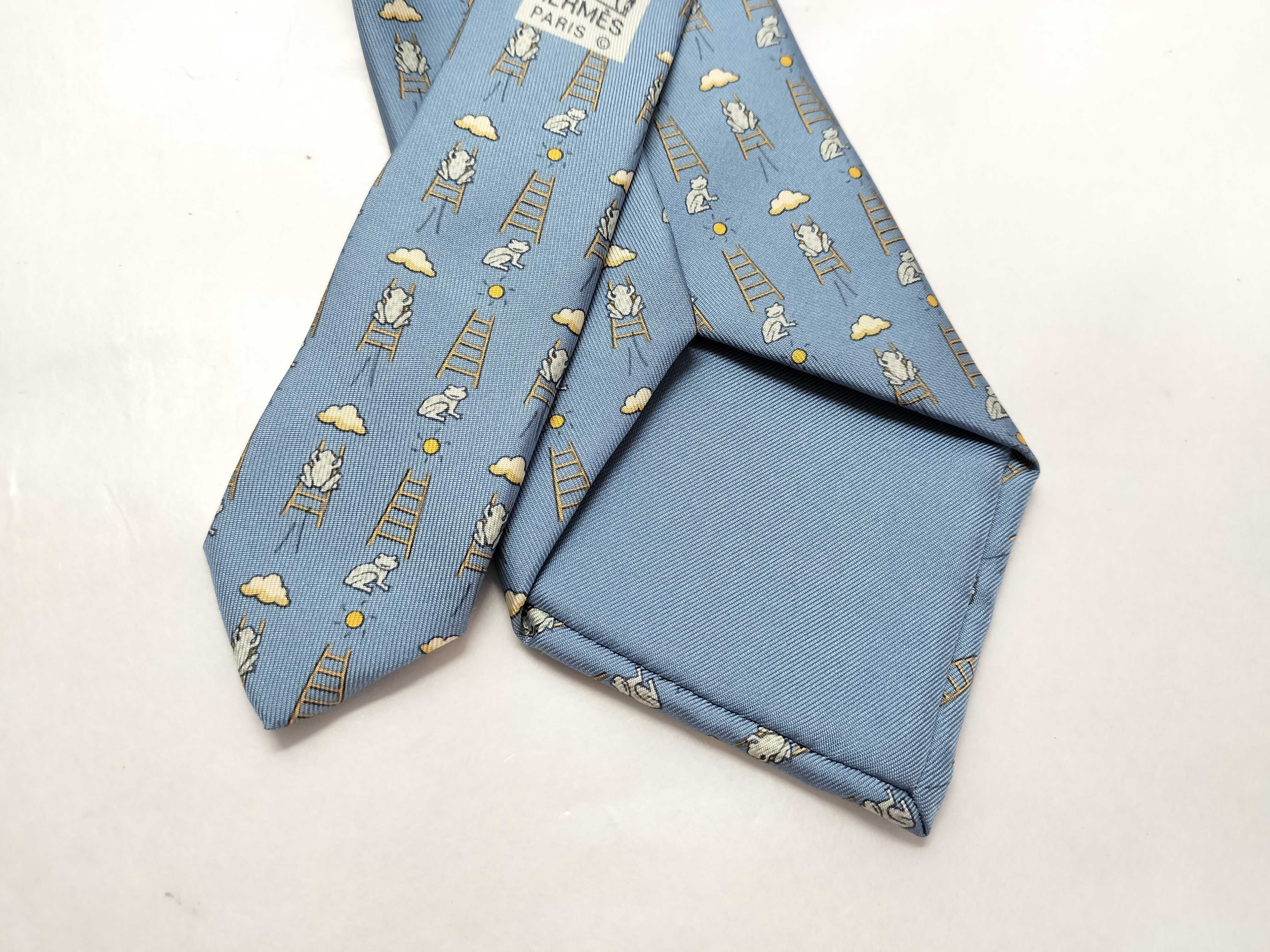 Hermes Frog and Ladder Motif Silk Tie 7860 UA