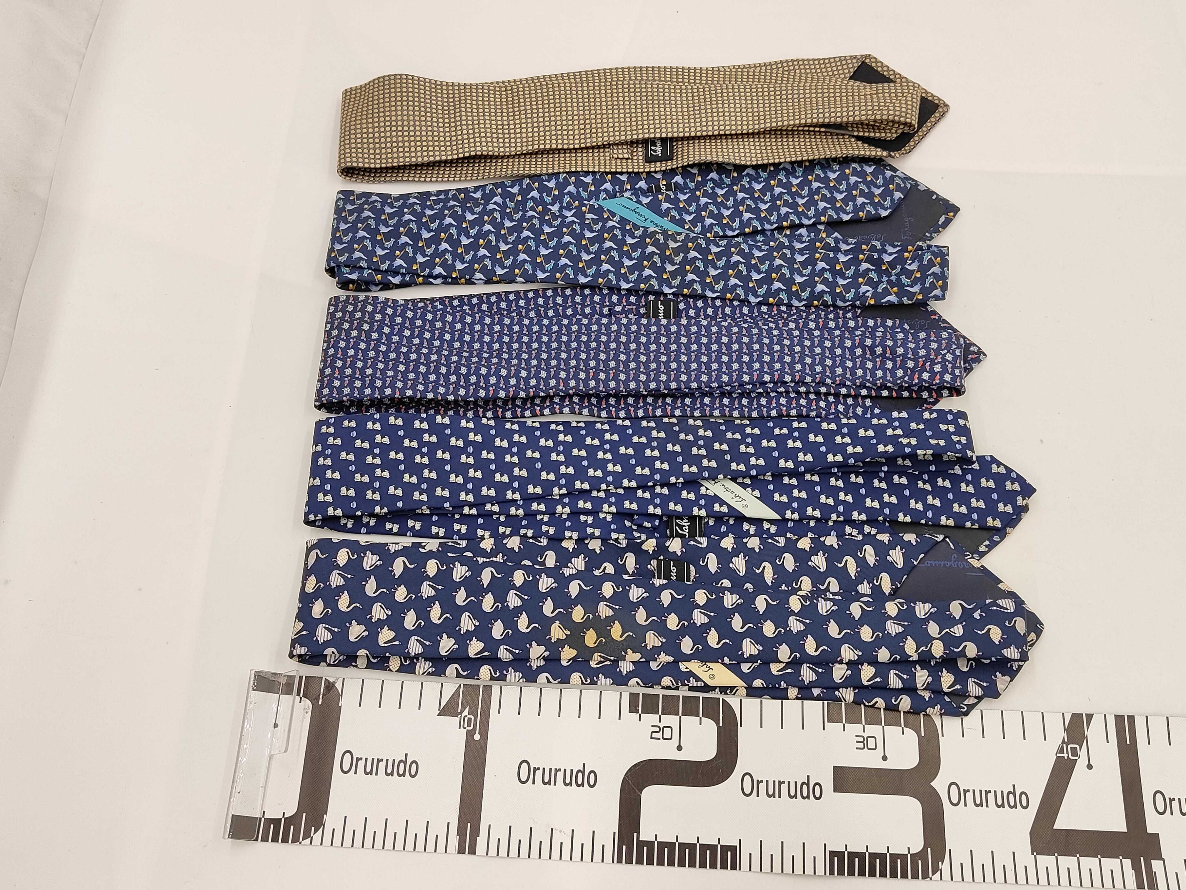 A Lot of Five Salvatore Ferragamo Silk Neckties
