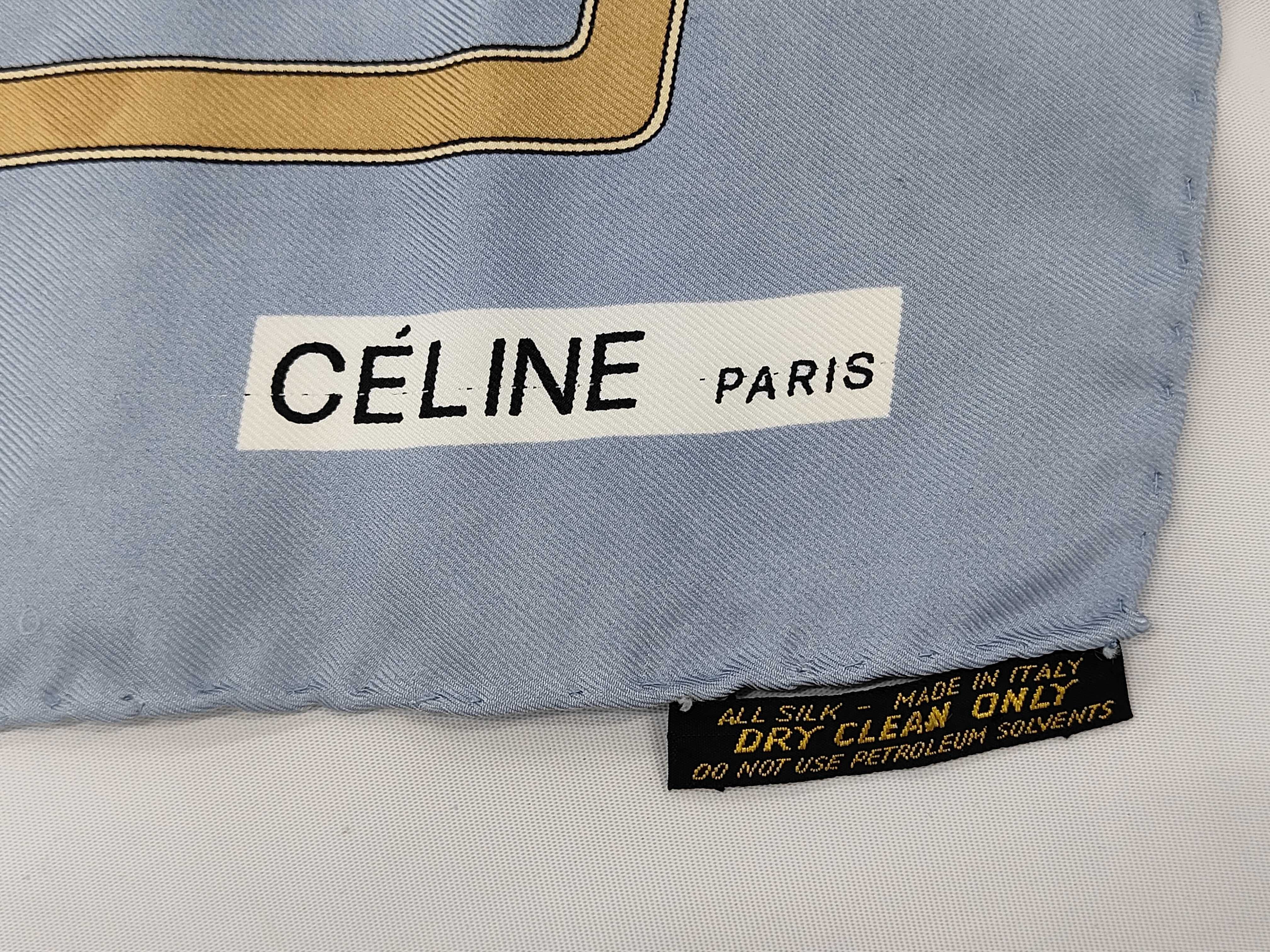 Vintage Celine Sulky Horse and Carriage Motif Silk Scarf