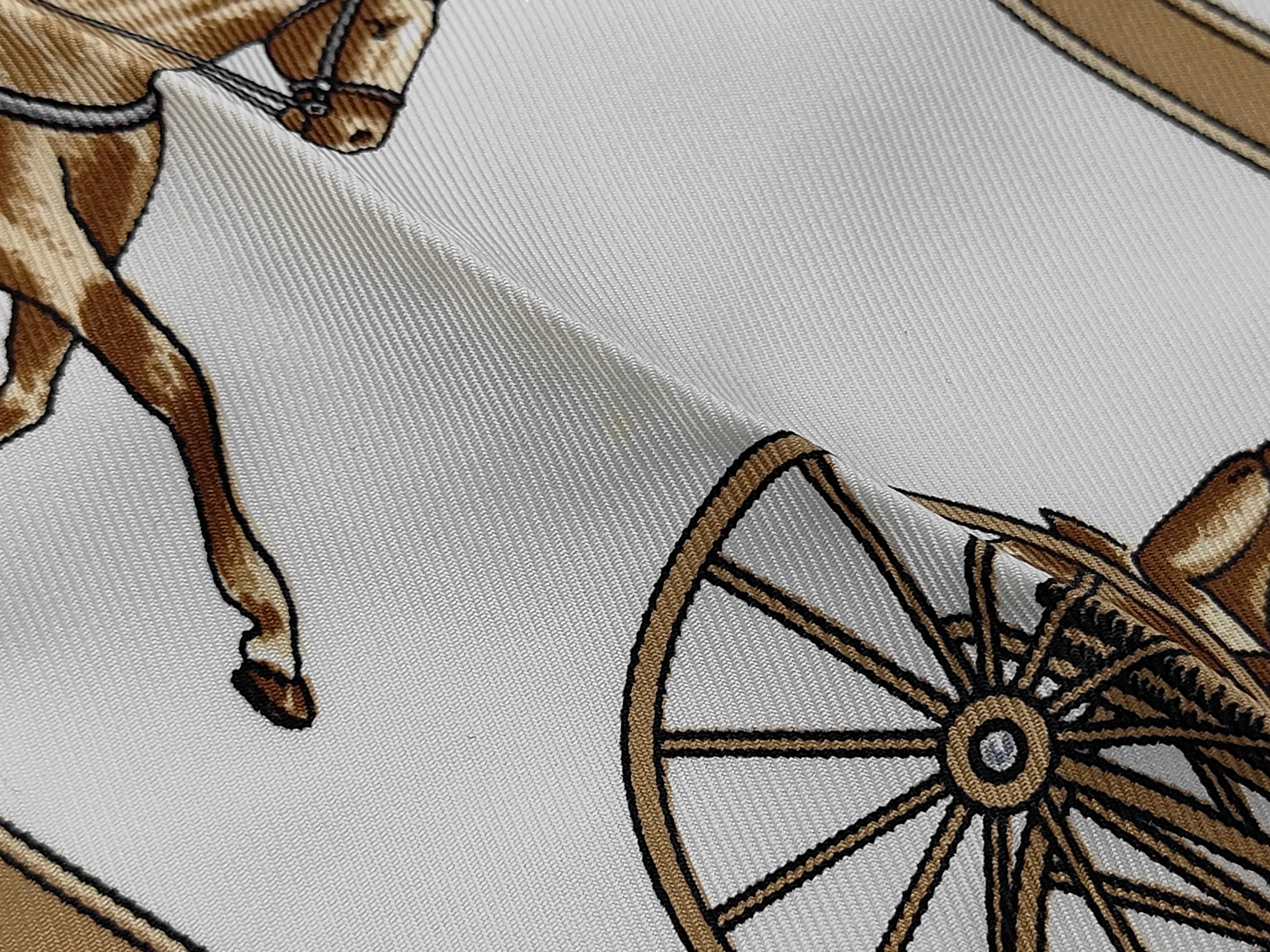 Vintage Celine Sulky Horse and Carriage Motif Silk Scarf