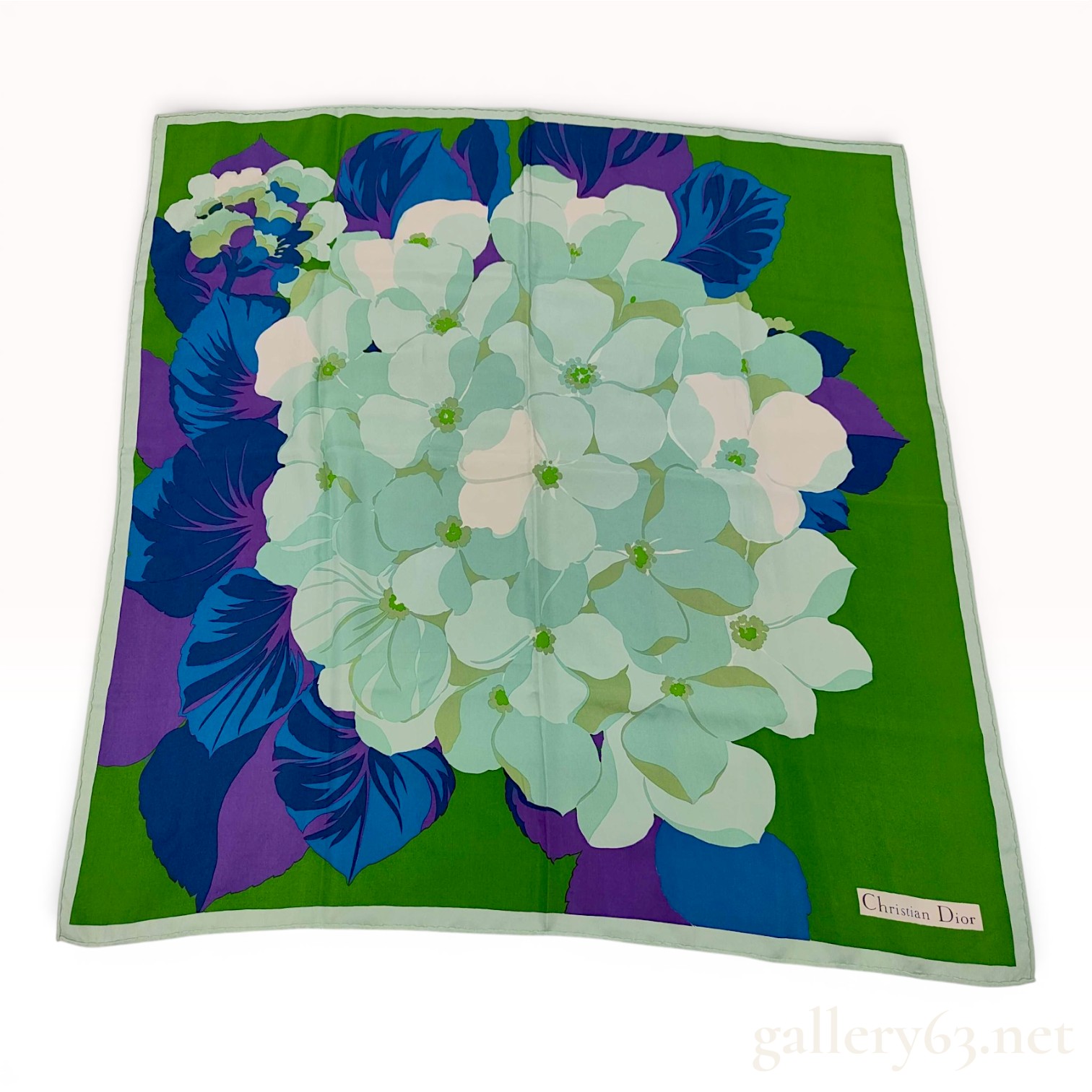 Christian Dior Hydrangea Floral Silk Twill Scarf
