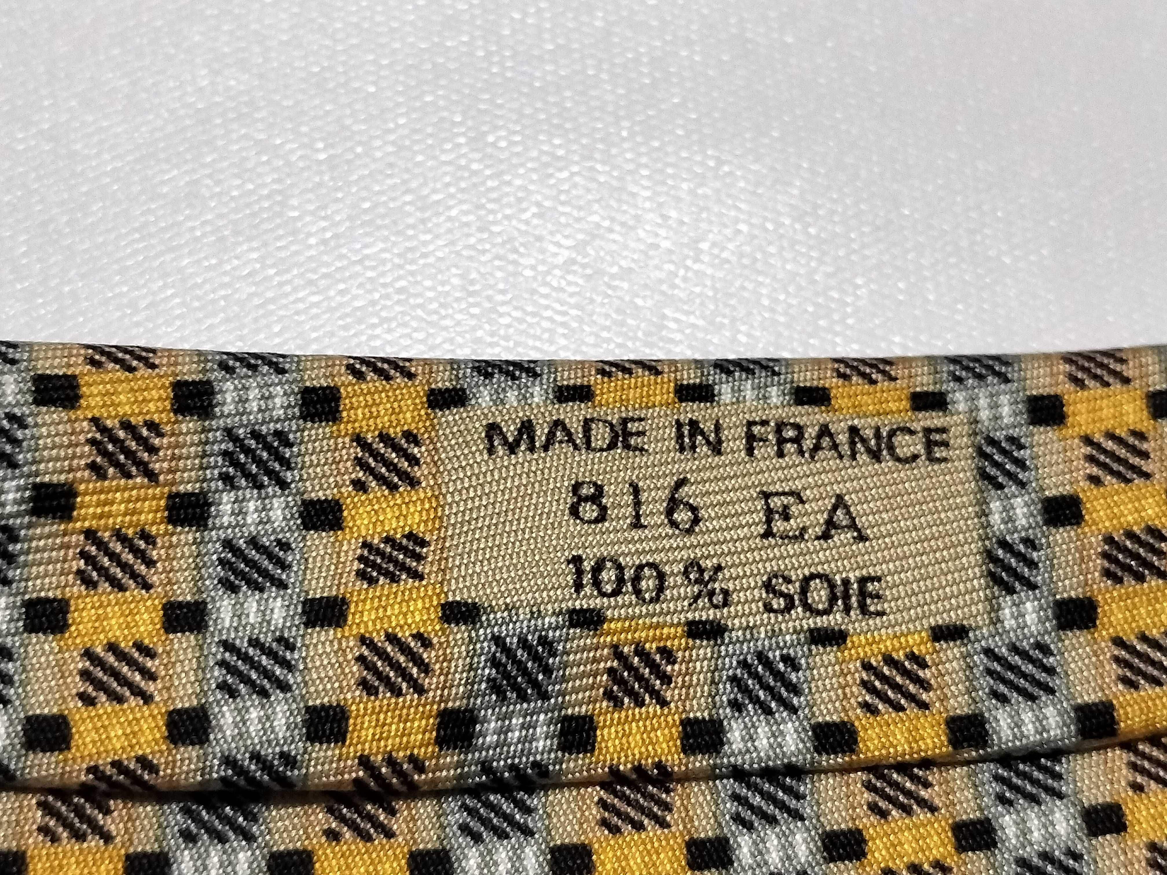 Hermes Yellow and Grey Geometric Silk Men's Necktie