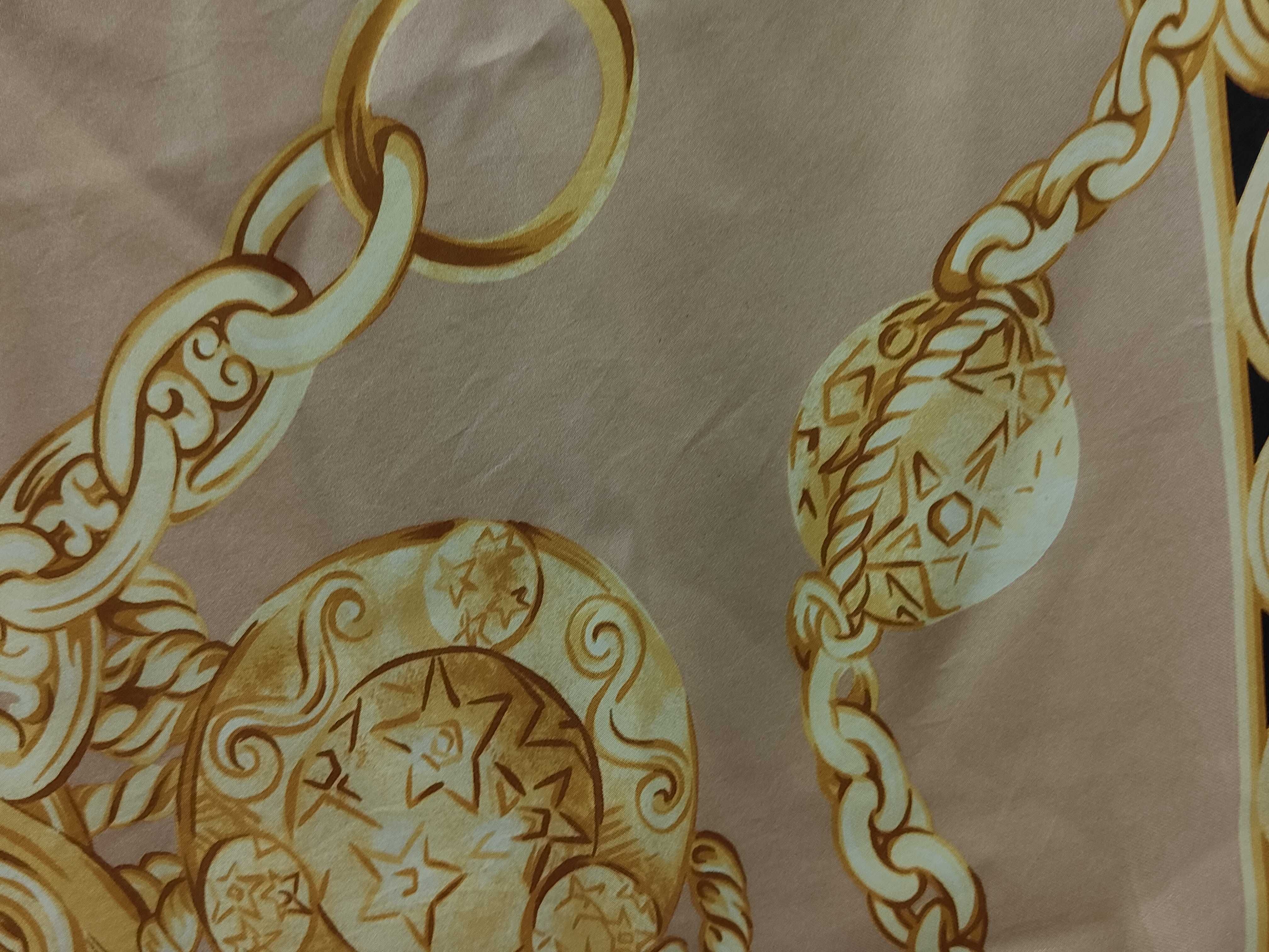 Celine Paris Silk Twill Square Scarf with Jewelry and Chain Motif