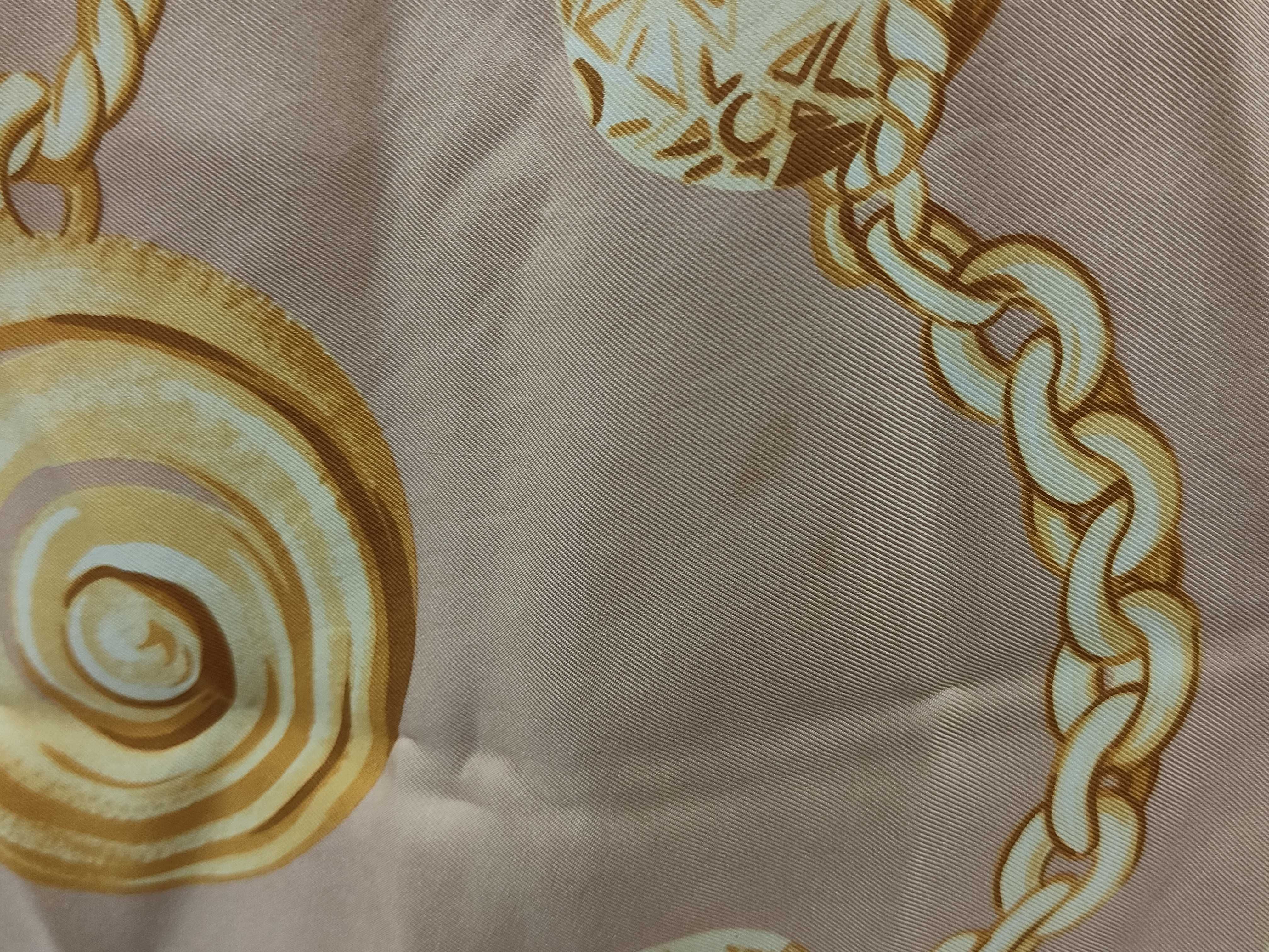 Celine Paris Silk Twill Square Scarf with Jewelry and Chain Motif