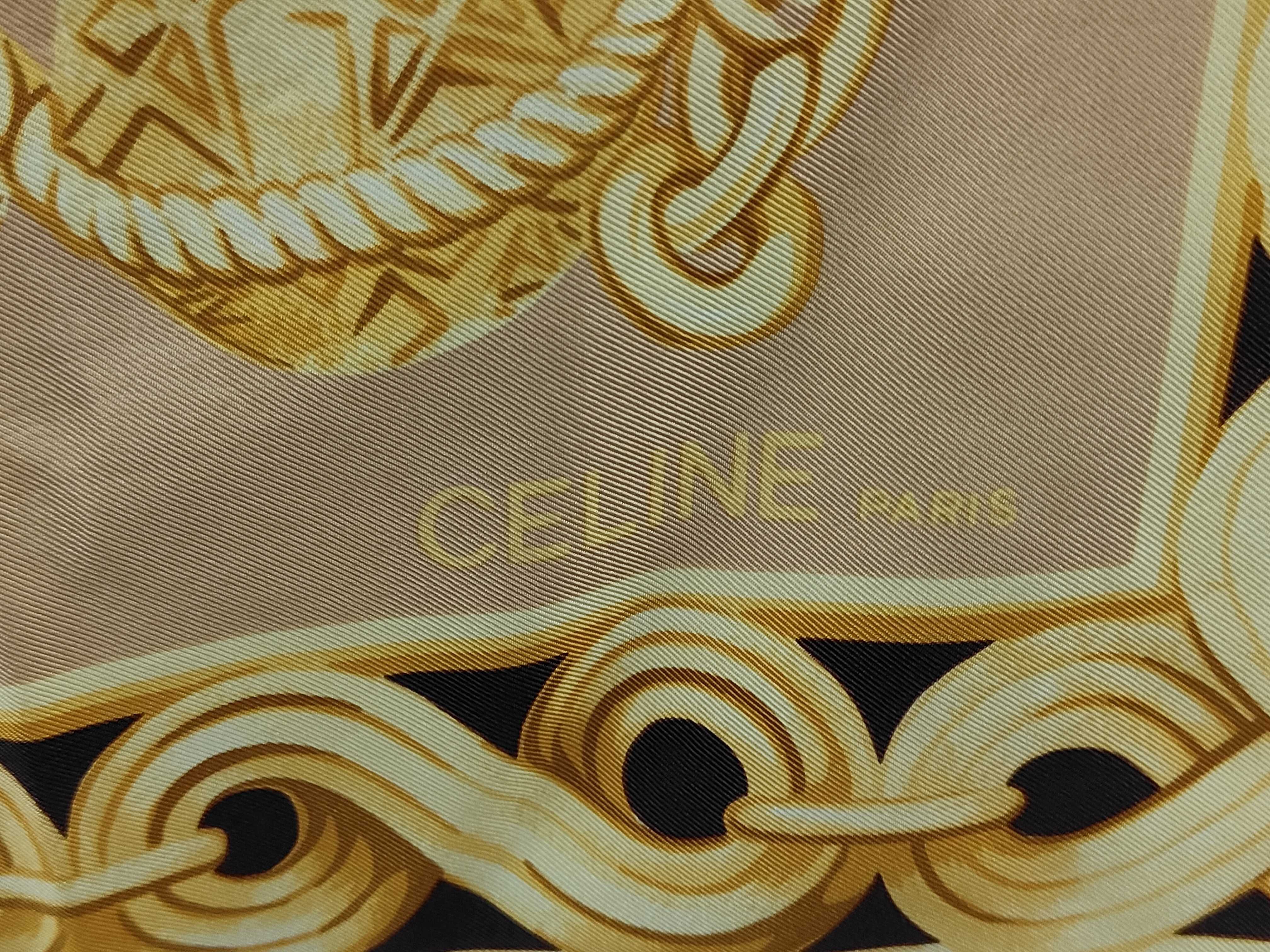 Celine Paris Silk Twill Square Scarf with Jewelry and Chain Motif