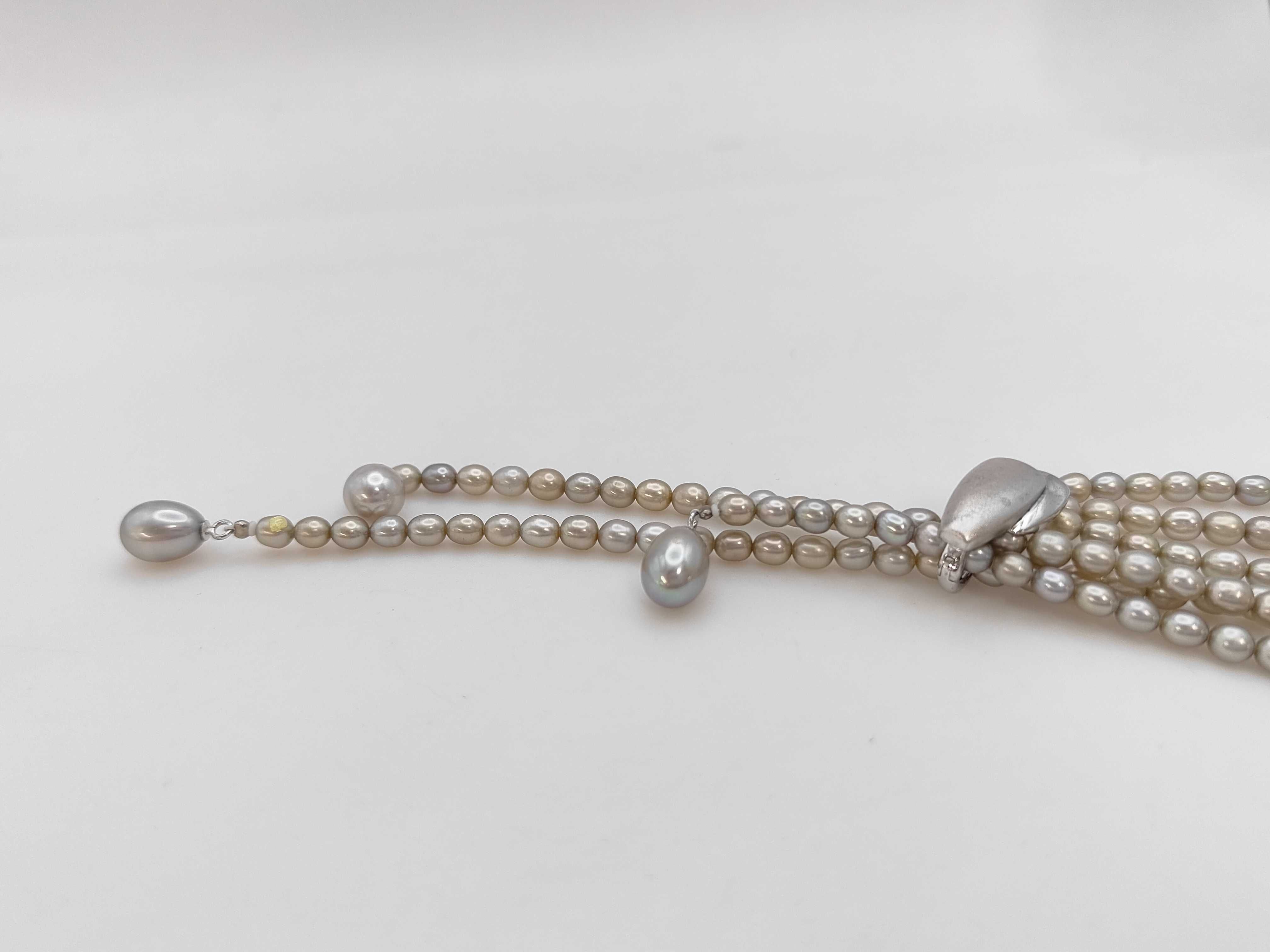 Vintage Four-Strand Pearl Lariat Necklace with Silver Clasp