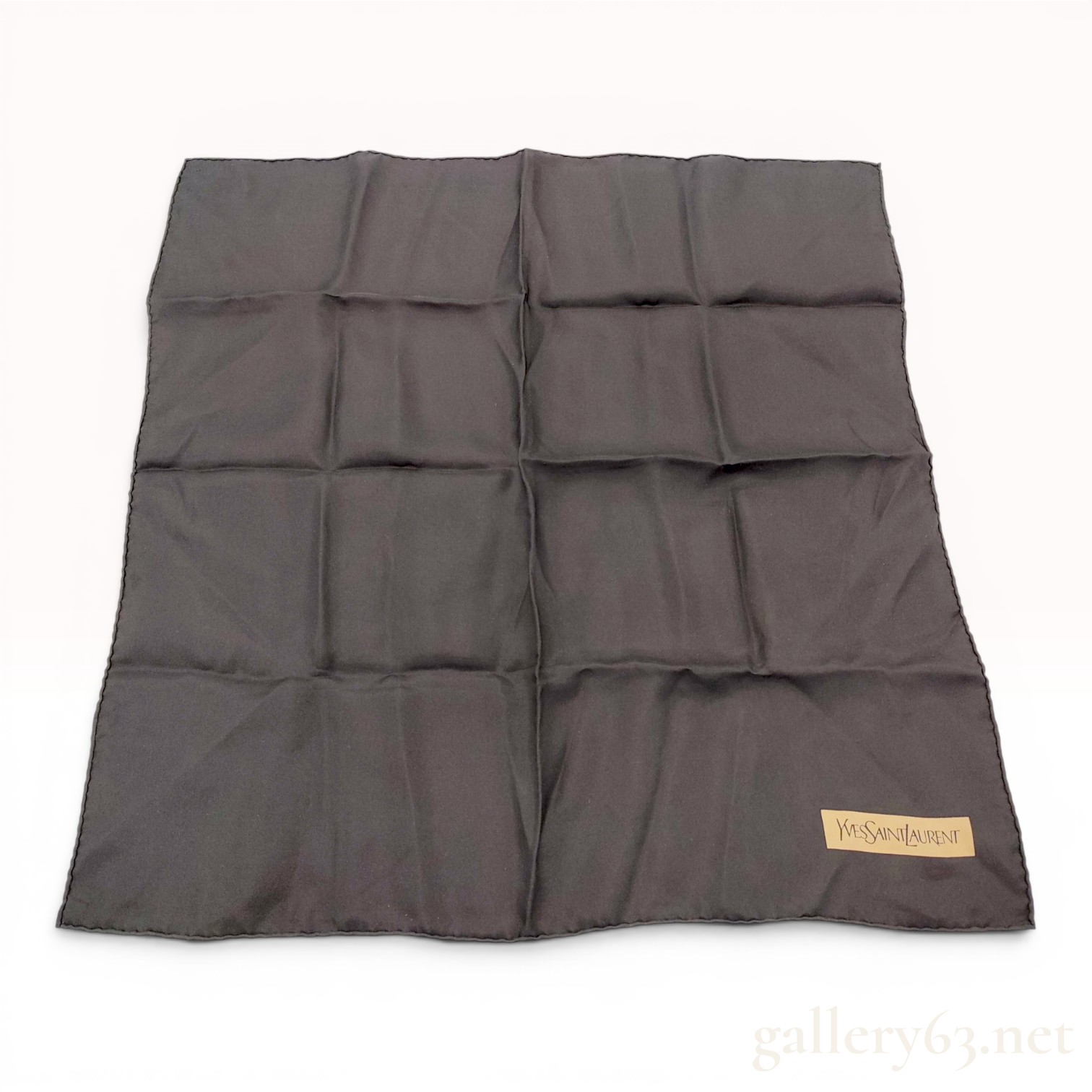 Yves Saint Laurent Solid Charcoal Gray Silk Pocket Square