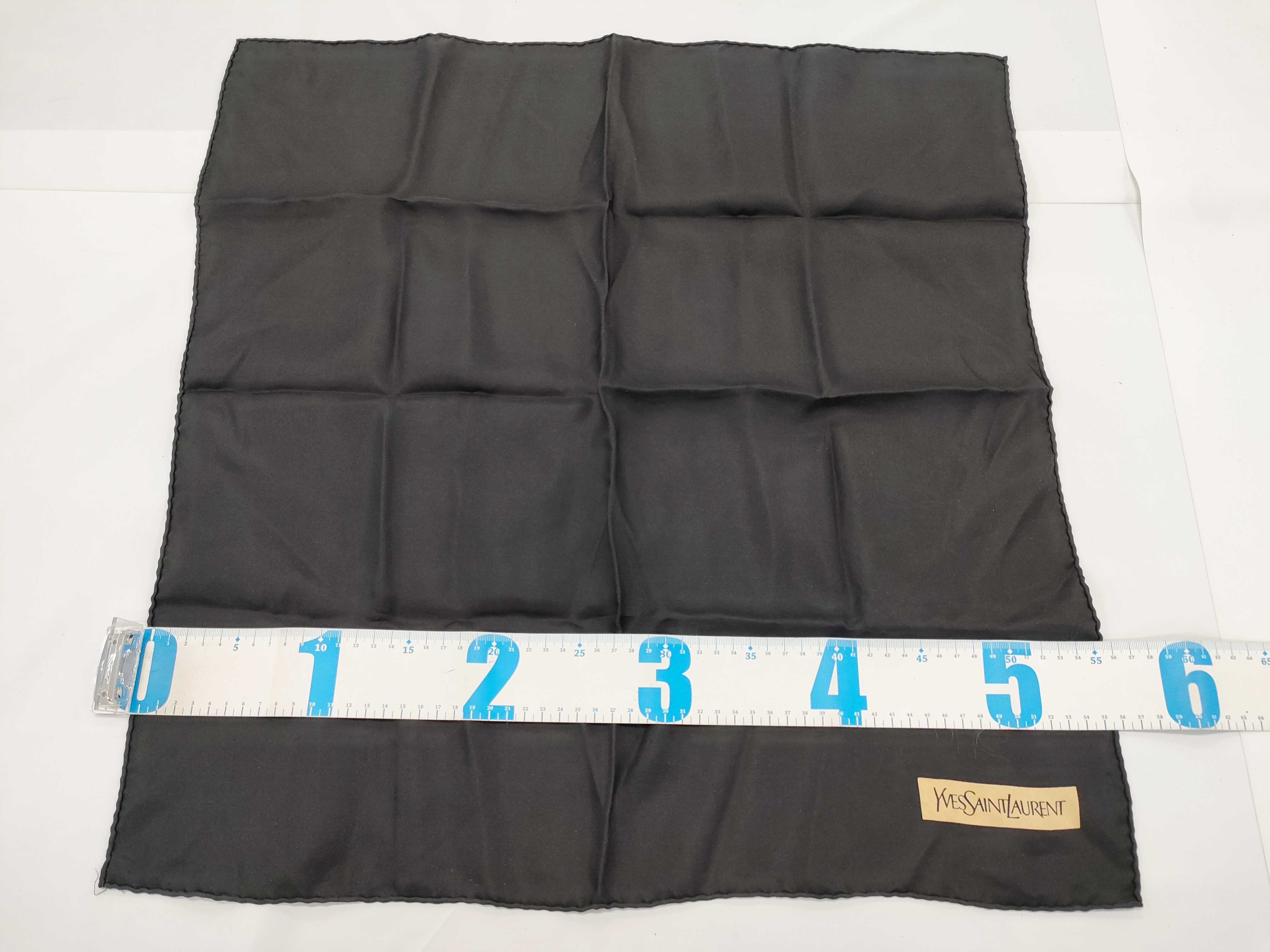 Yves Saint Laurent Solid Charcoal Gray Silk Pocket Square