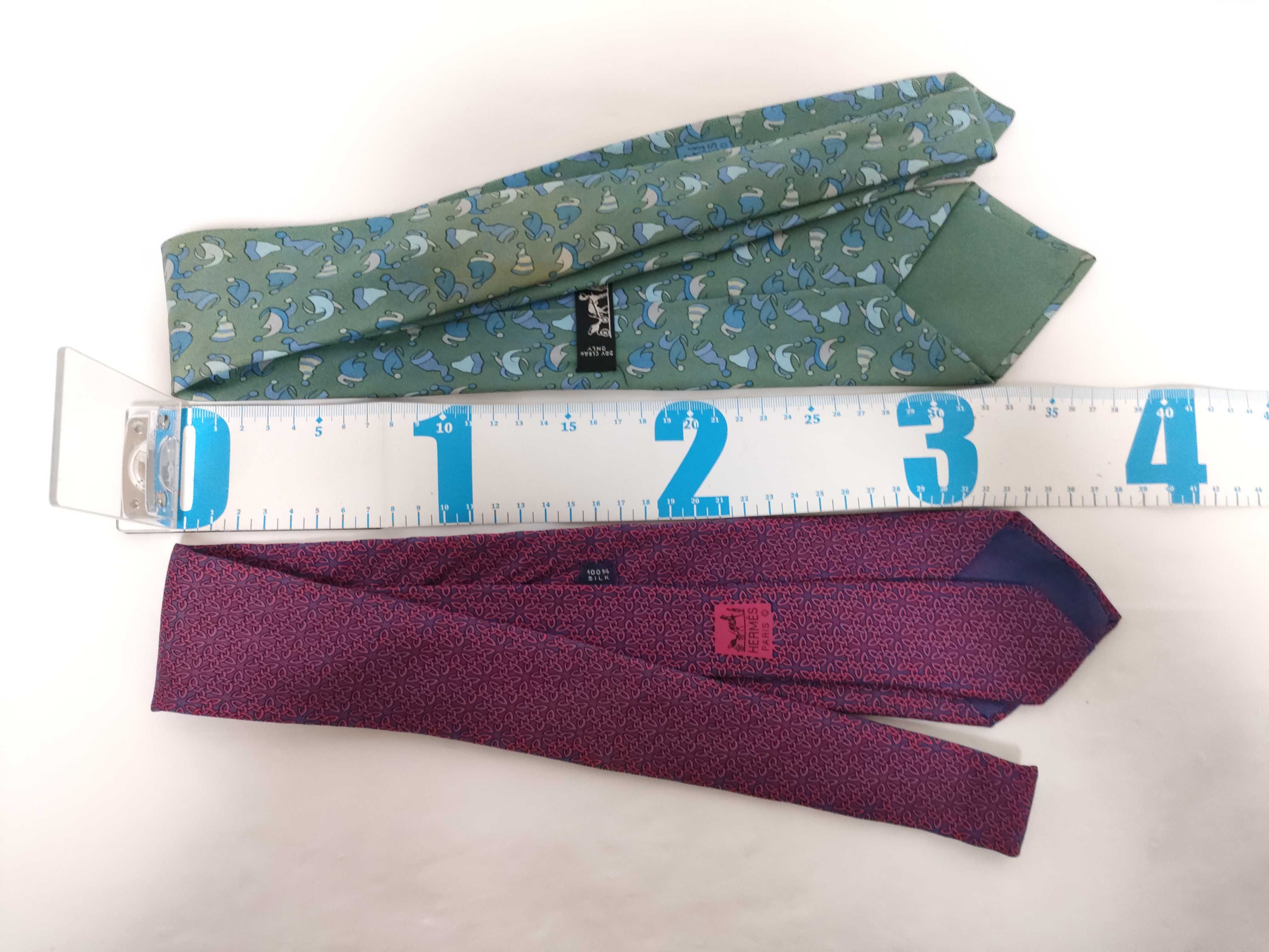 Two Hermes Silk Neckties, Pattern Nos. 7087 and 7474