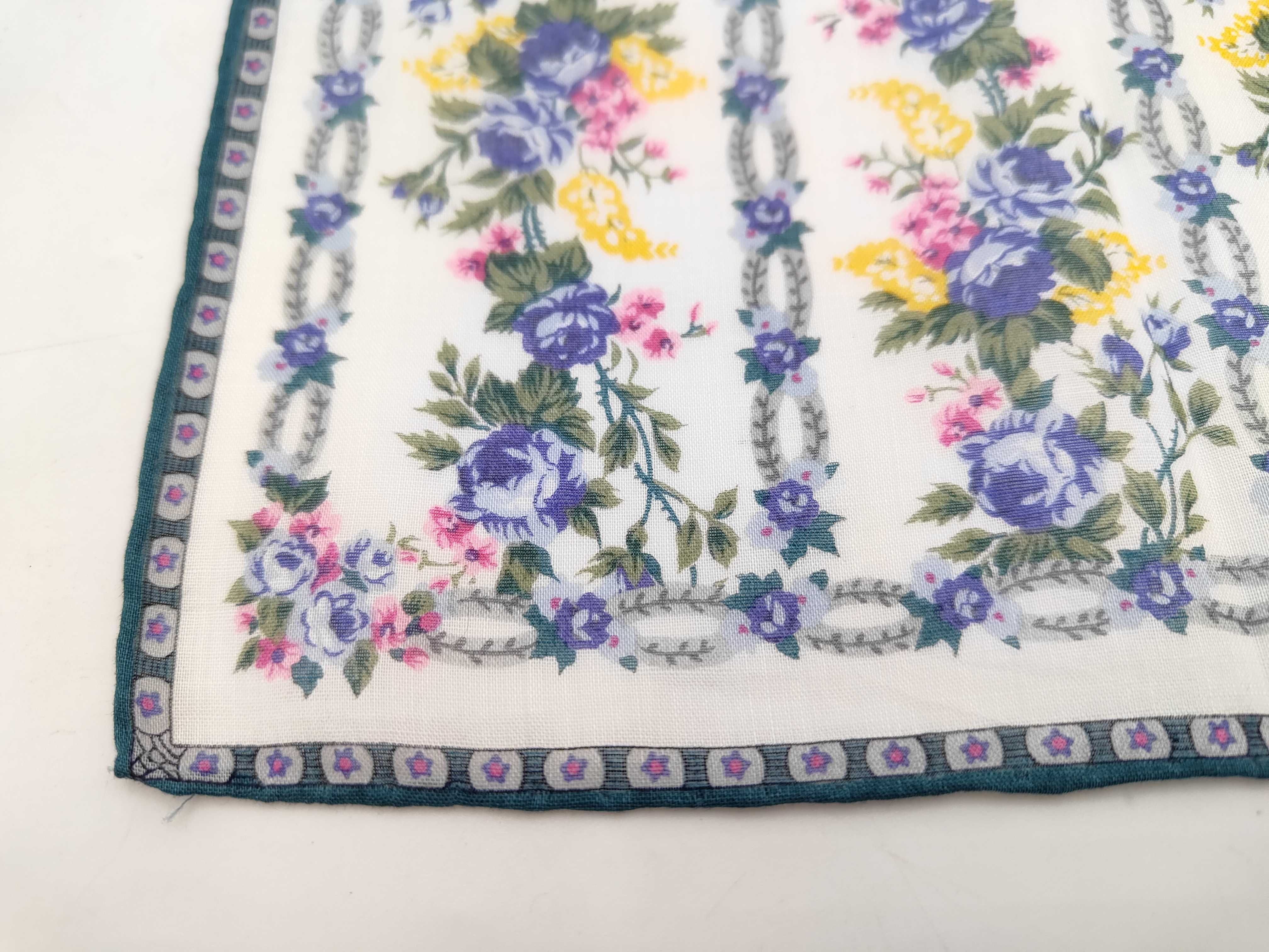 Vintage Christian Dior Floral Pattern Cotton Handkerchief