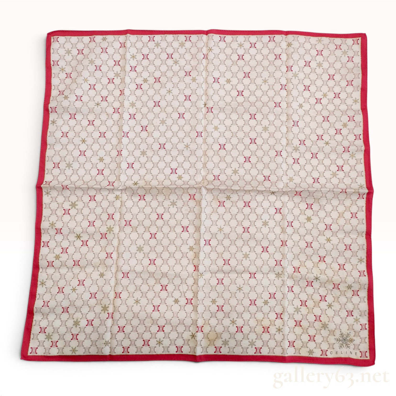 Celine Macadam Triomphe Pattern Handkerchief with Embroidered Snowflake and Crystals