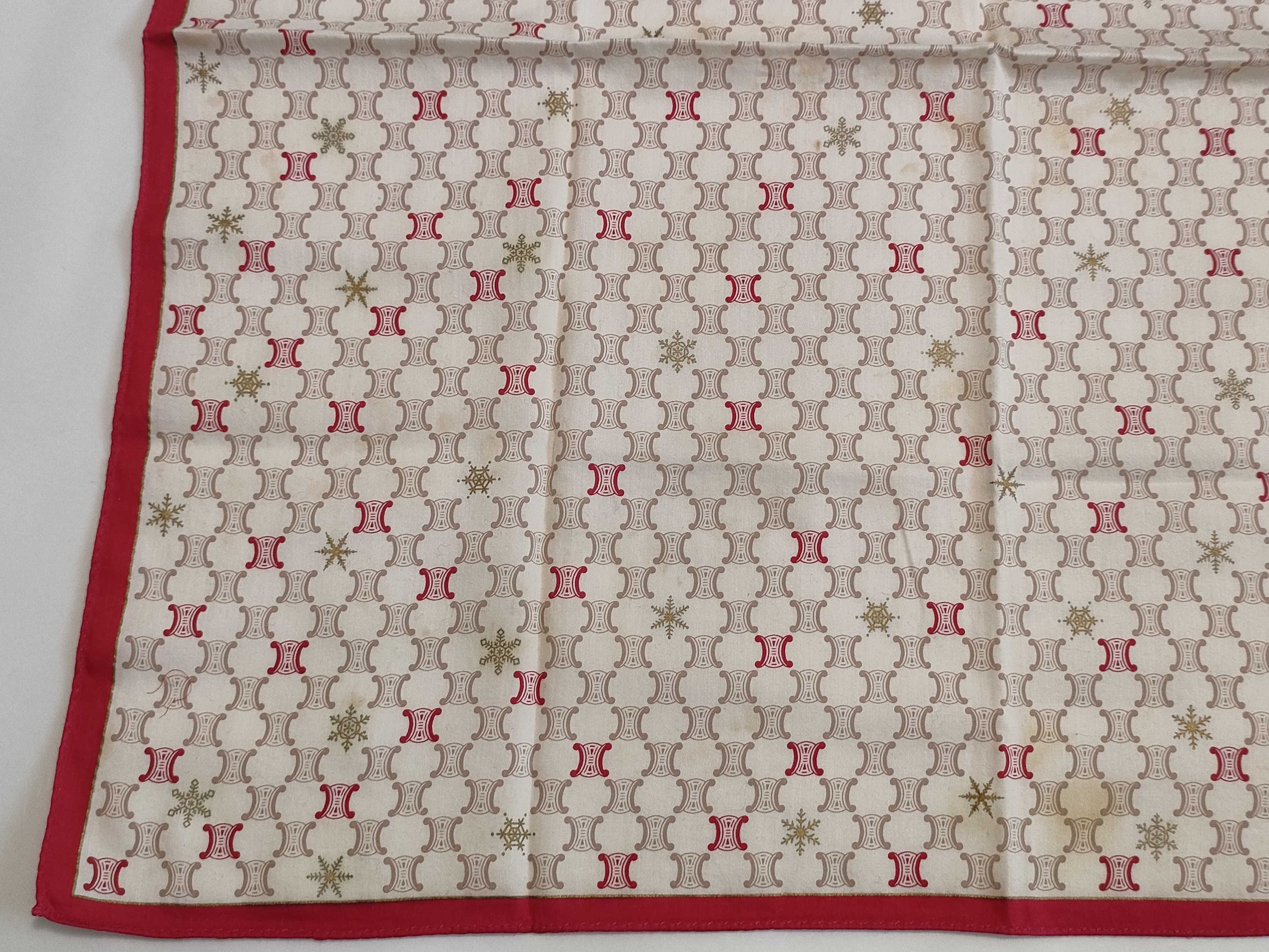 Celine Macadam Triomphe Pattern Handkerchief with Embroidered Snowflake and Crystals