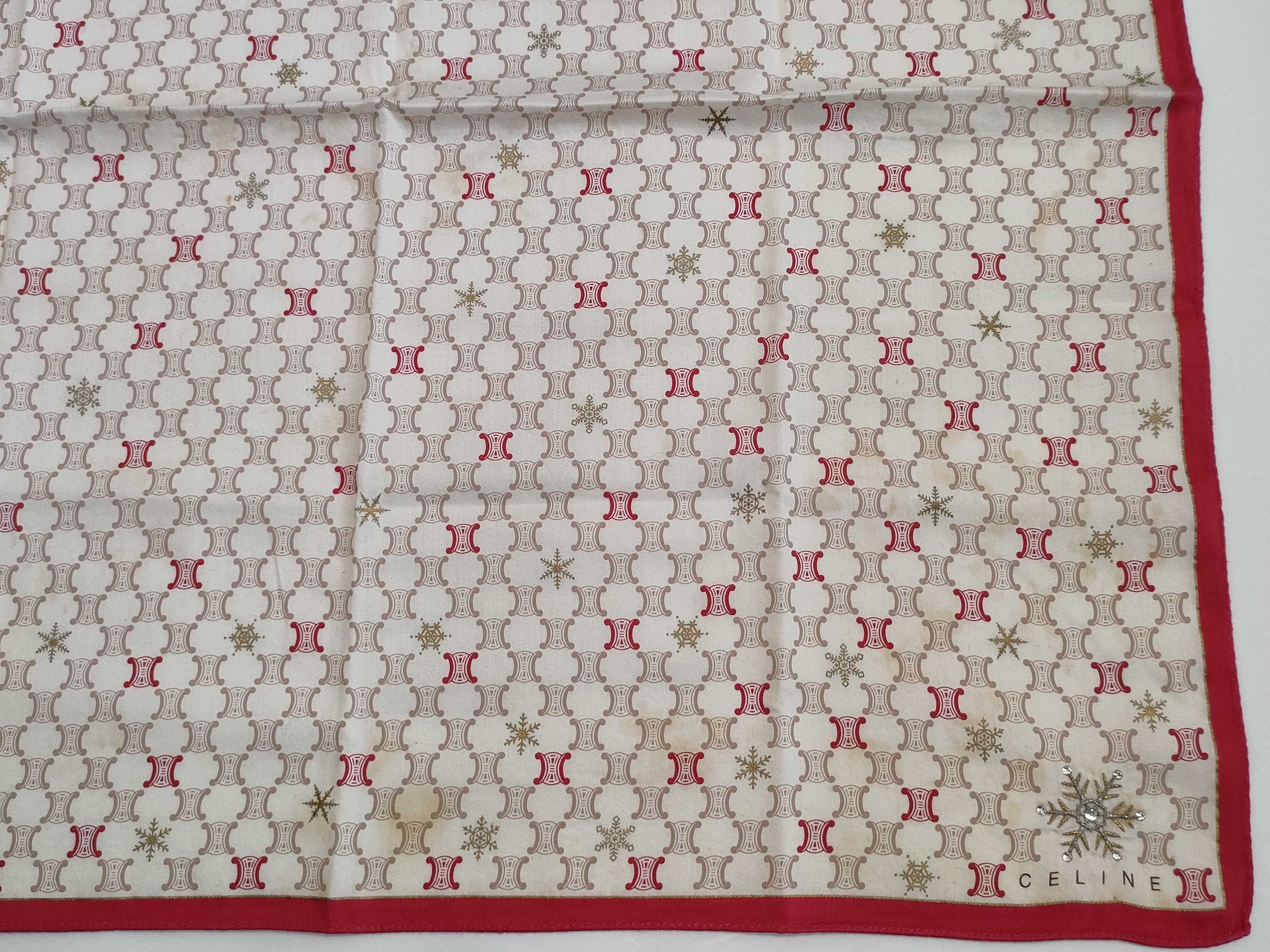 Celine Macadam Triomphe Pattern Handkerchief with Embroidered Snowflake and Crystals