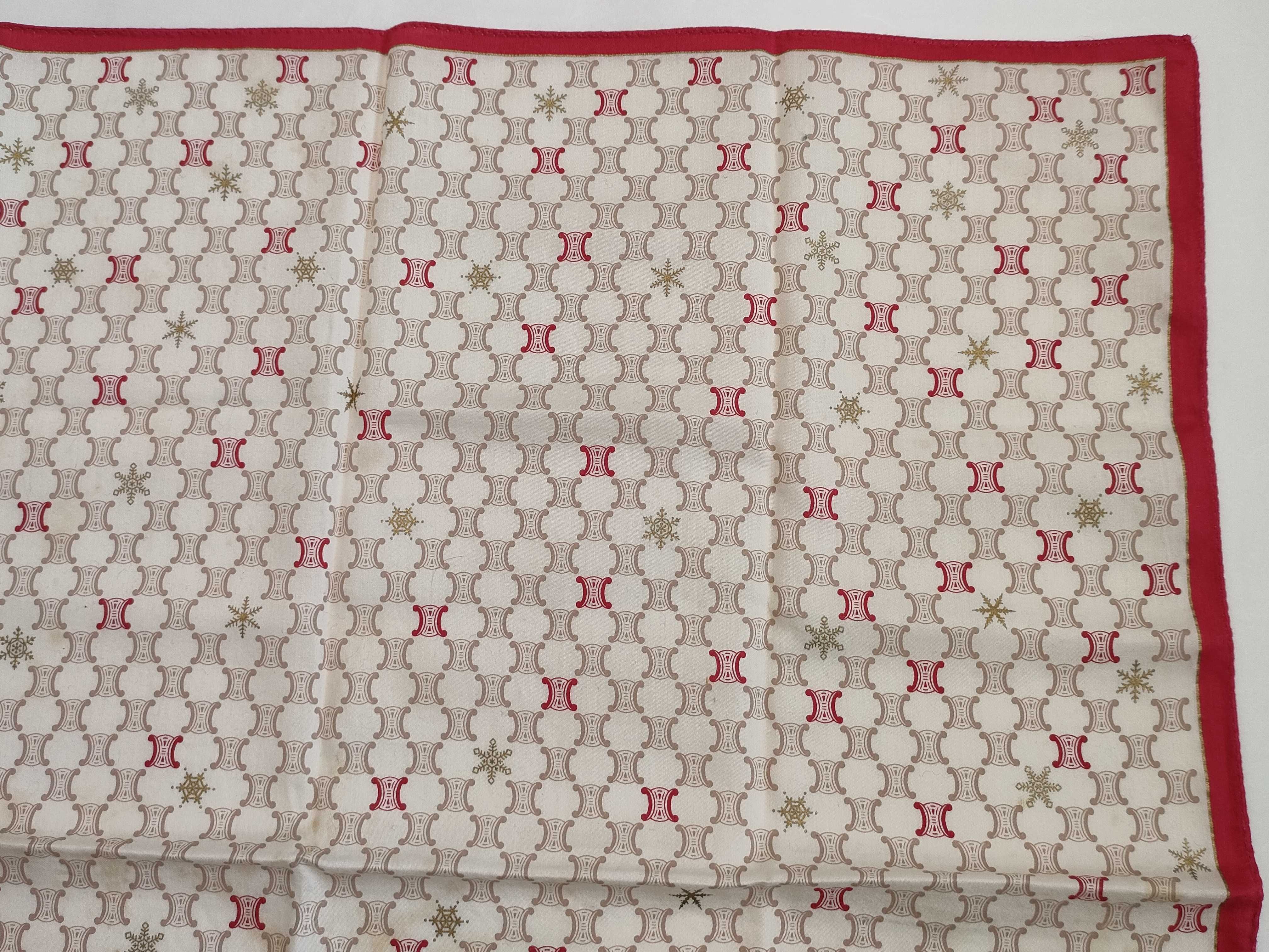 Celine Macadam Triomphe Pattern Handkerchief with Embroidered Snowflake and Crystals