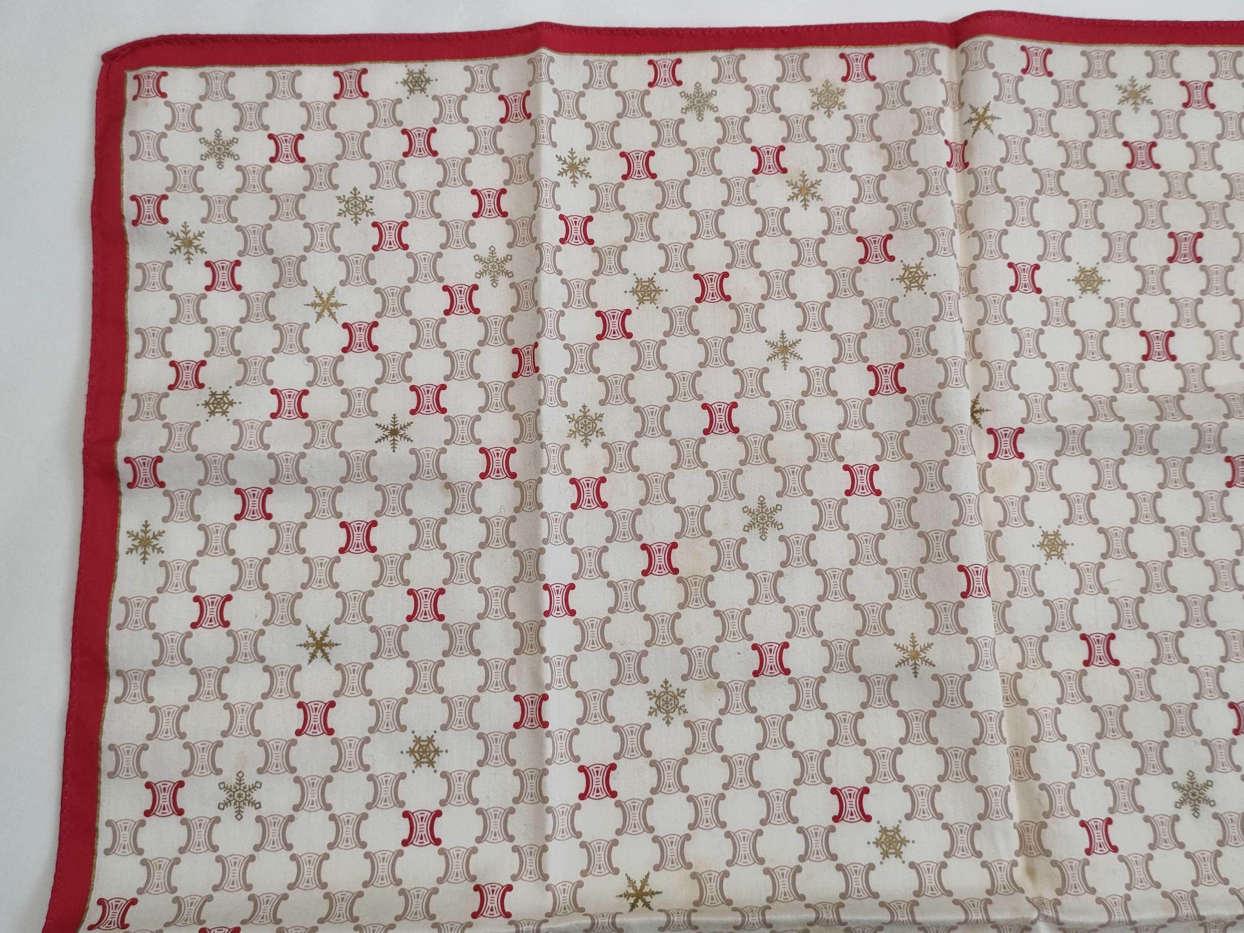 Celine Macadam Triomphe Pattern Handkerchief with Embroidered Snowflake and Crystals