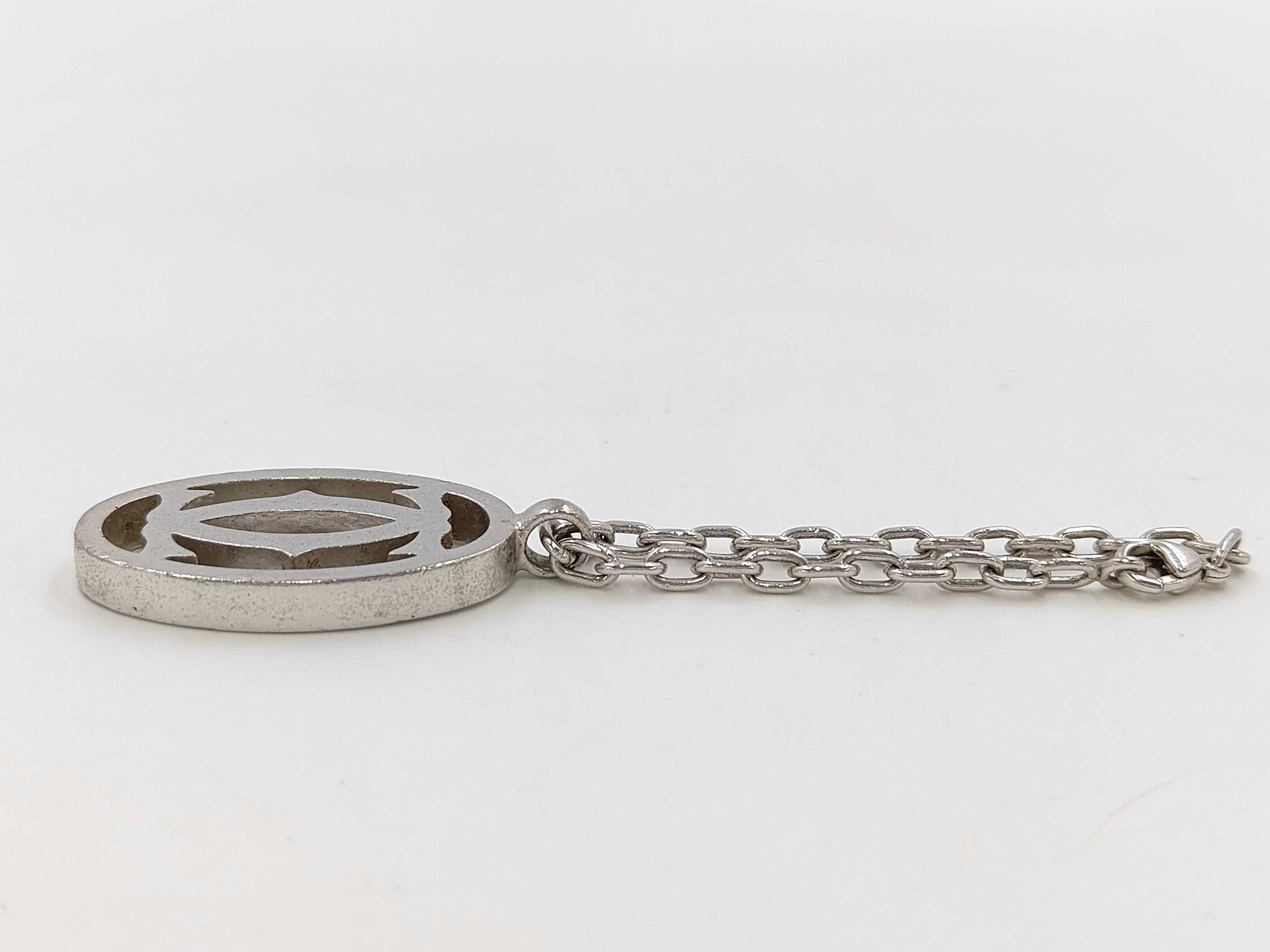 Cartier silver toned metal Double C logo bag charm