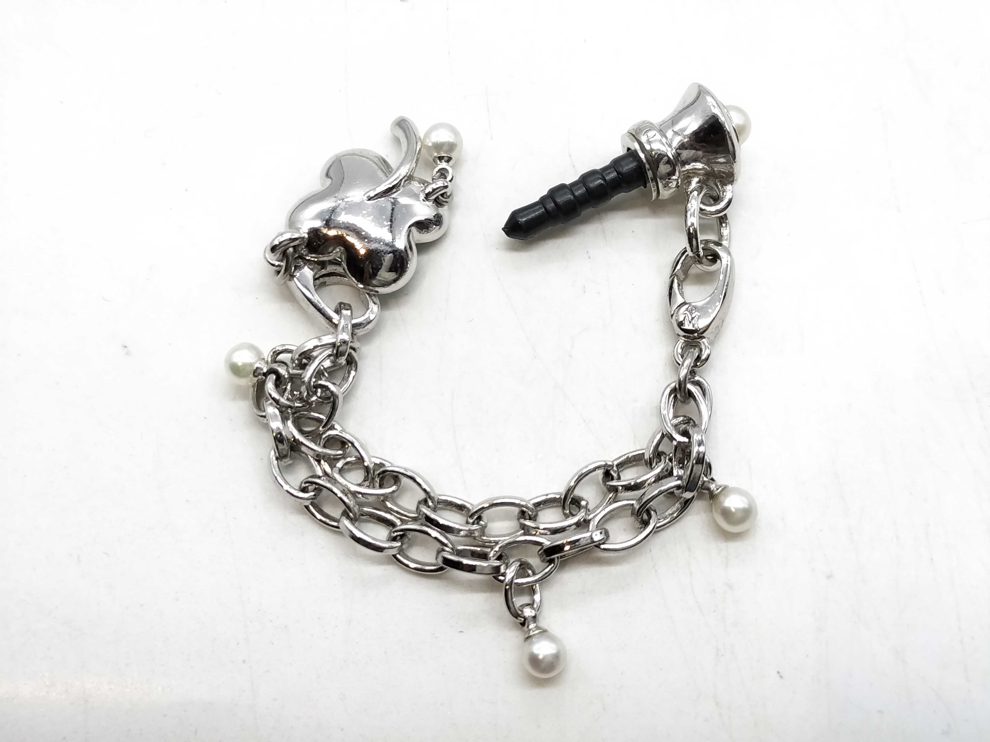Mikimoto Pearl and Enamel Four-Leaf Clover Mobile Phone Jack Charm