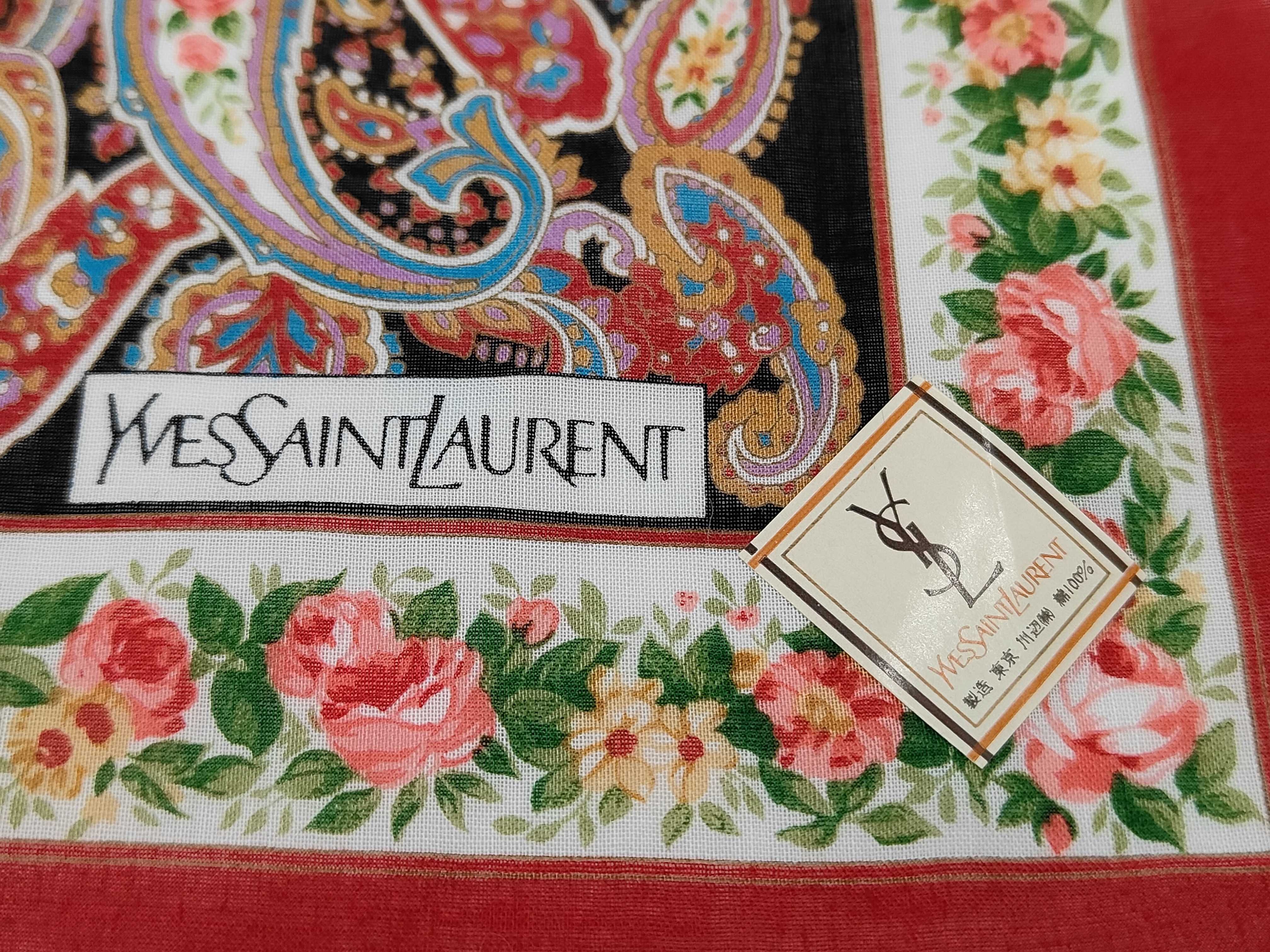 Yves Saint Laurent Paisley and Floral Cotton Scarf