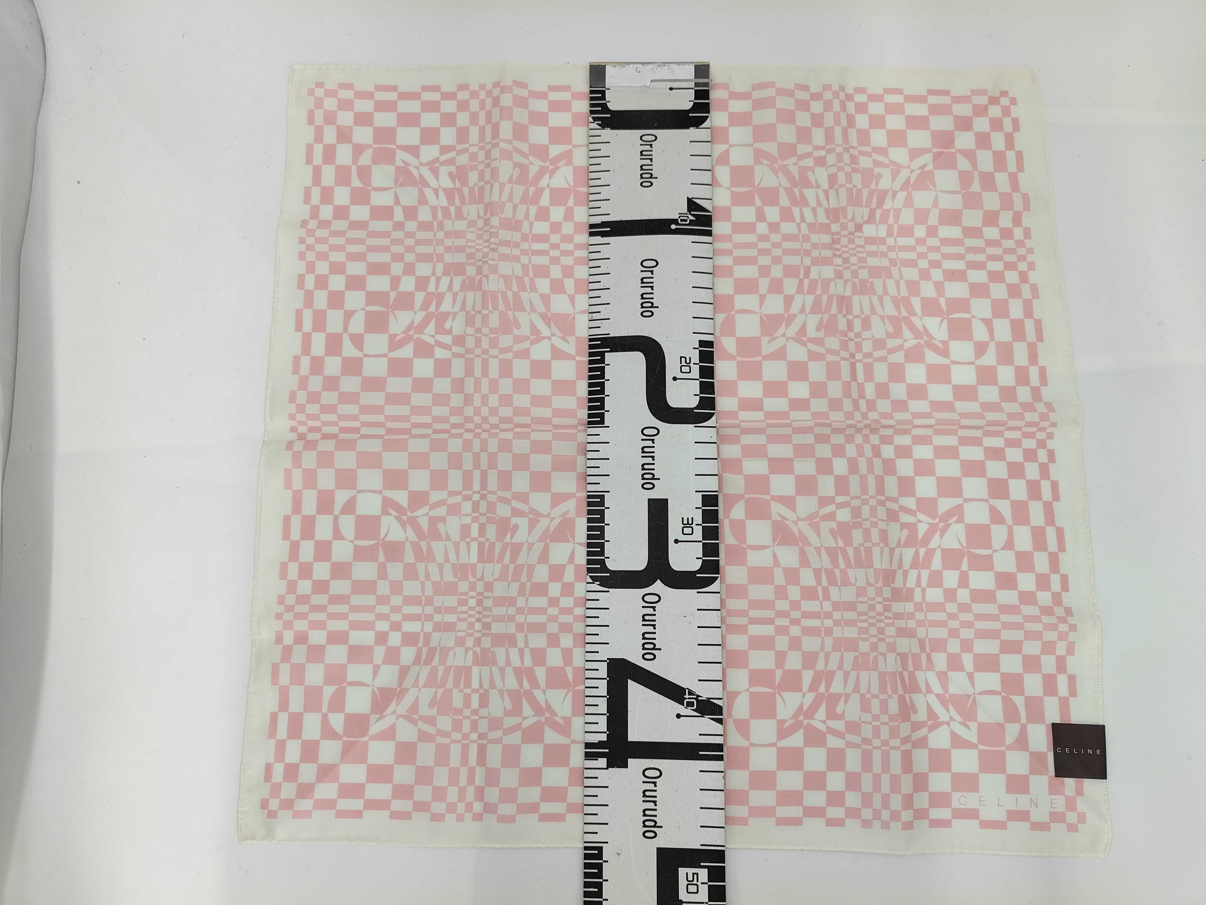 Celine Pink and White Checkerboard Triomphe Motif Handkerchief