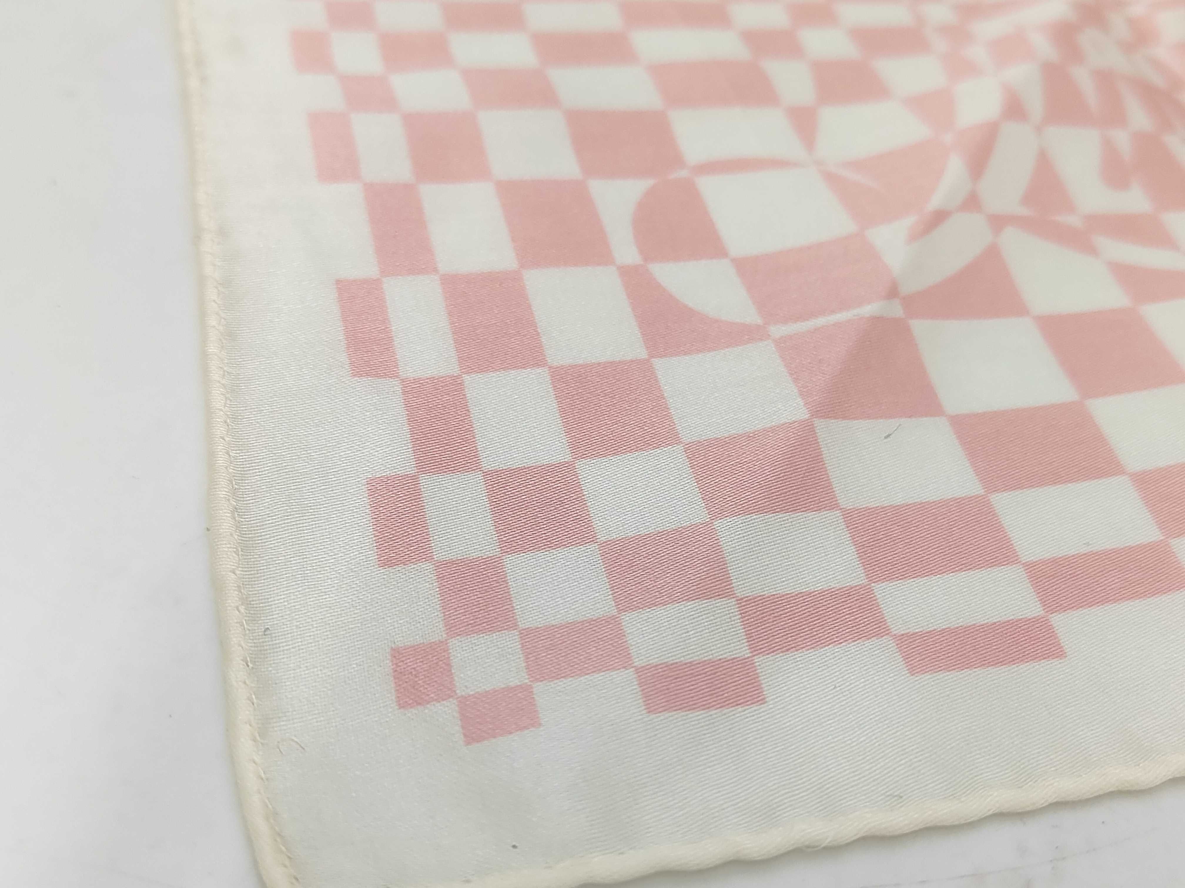 Celine Pink and White Checkerboard Triomphe Motif Handkerchief
