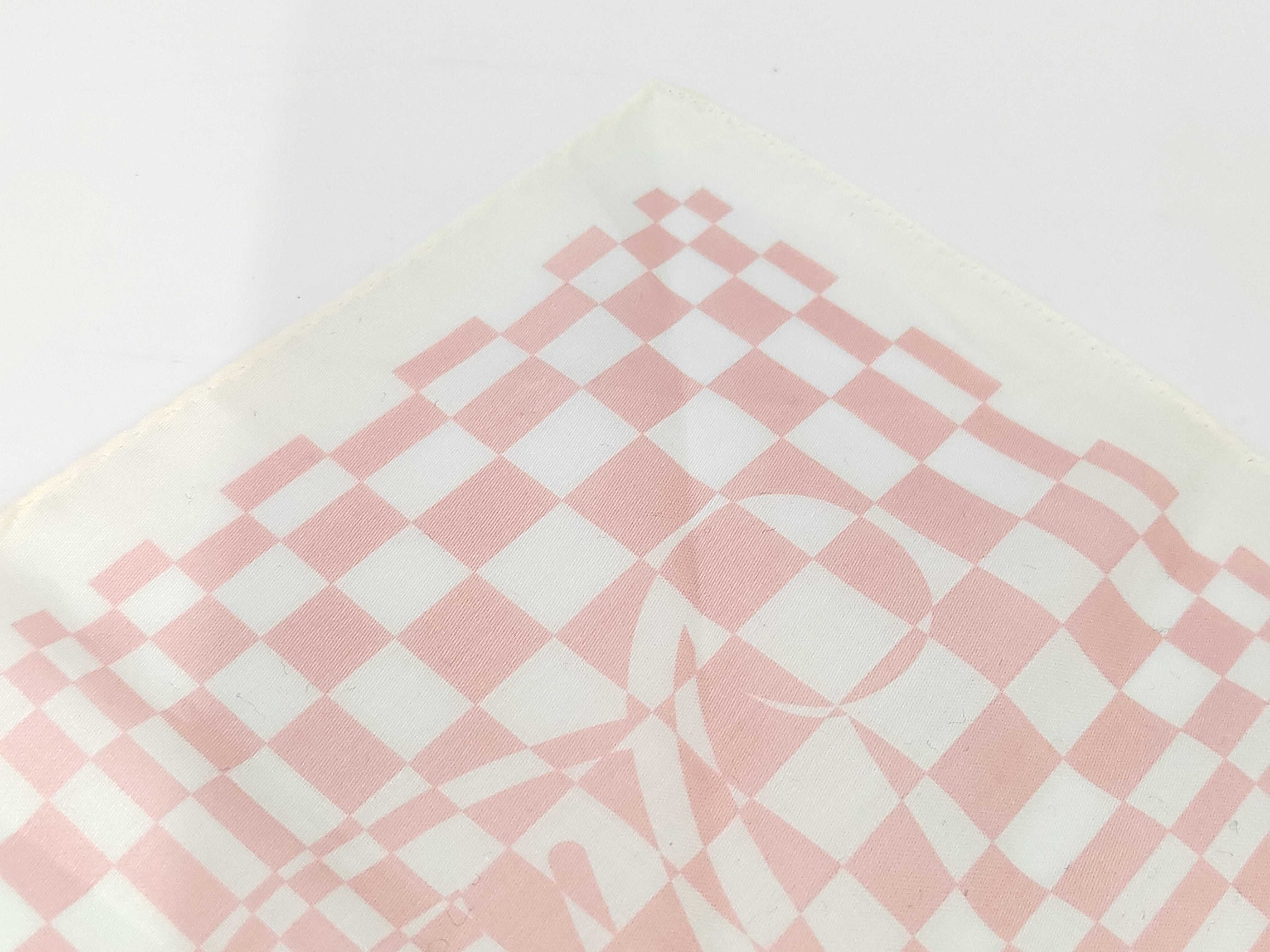 Celine Pink and White Checkerboard Triomphe Motif Handkerchief