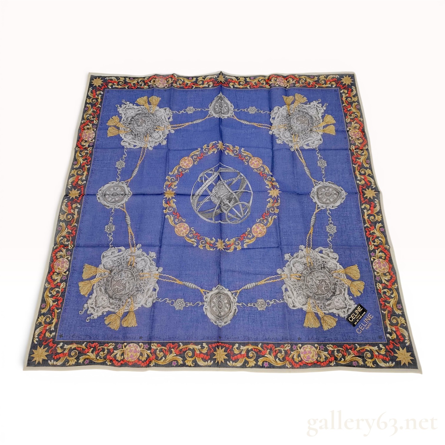 Celine Paris Celestial and Heraldic Motif Cotton Scarf