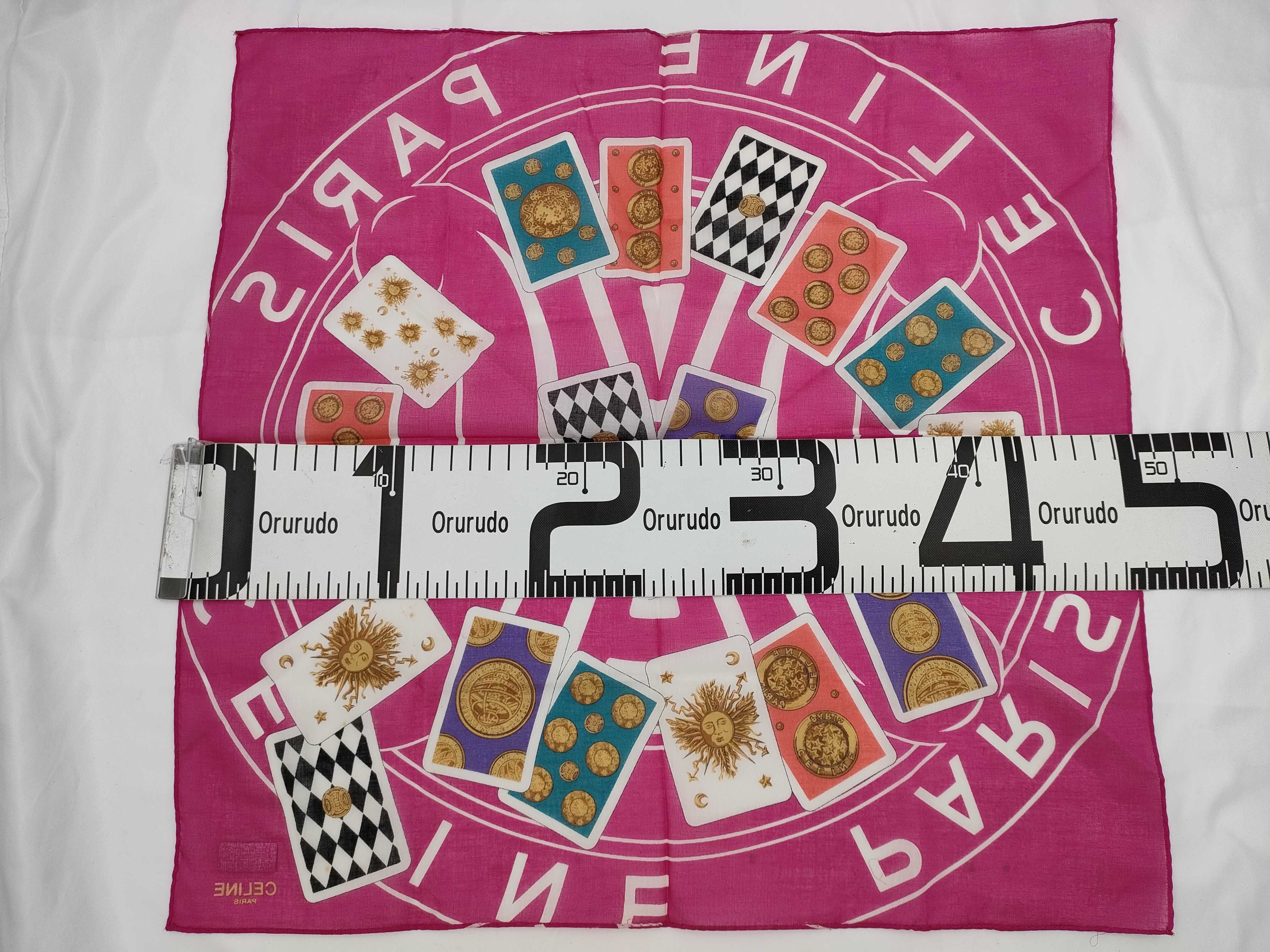 Celine Paris Magenta Cotton Handkerchief with Tarot Card Motif