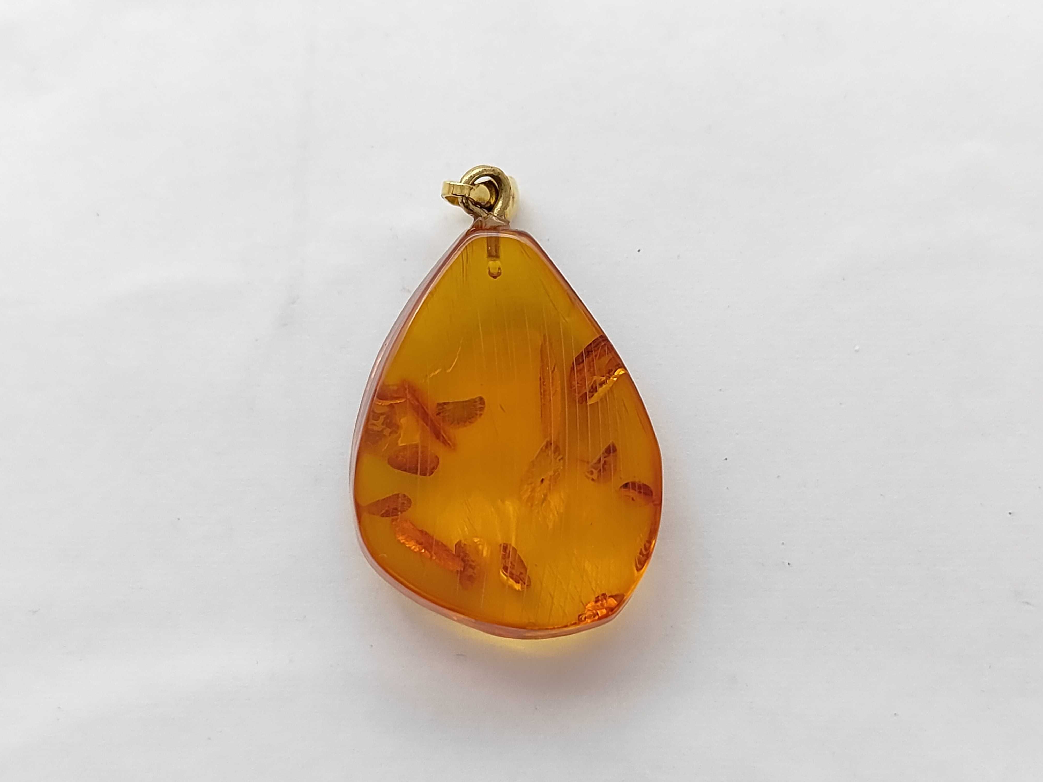 Baltic Cognac Amber and Gold-Plated Silver Teardrop Pendant