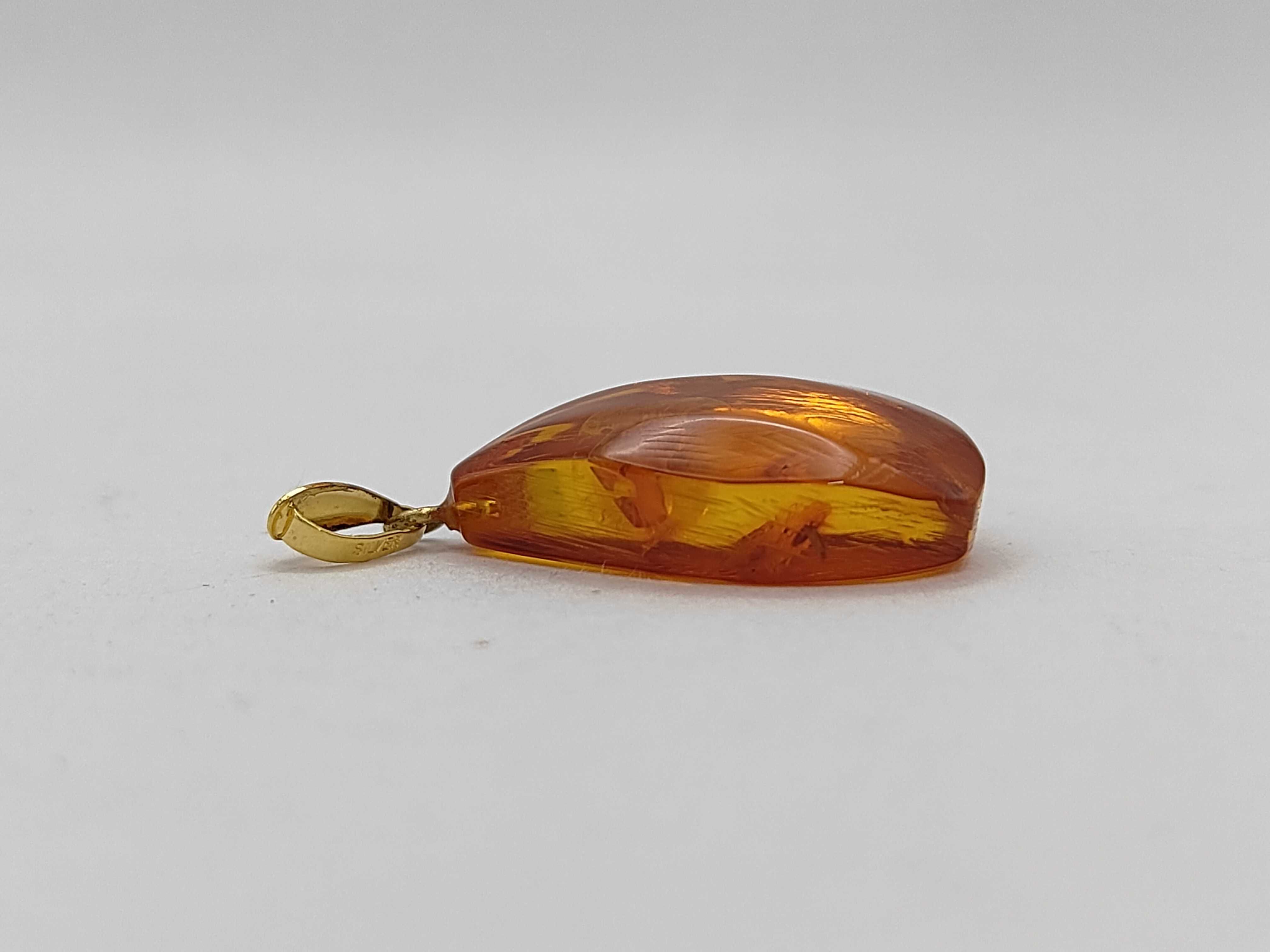 Baltic Cognac Amber and Gold-Plated Silver Teardrop Pendant