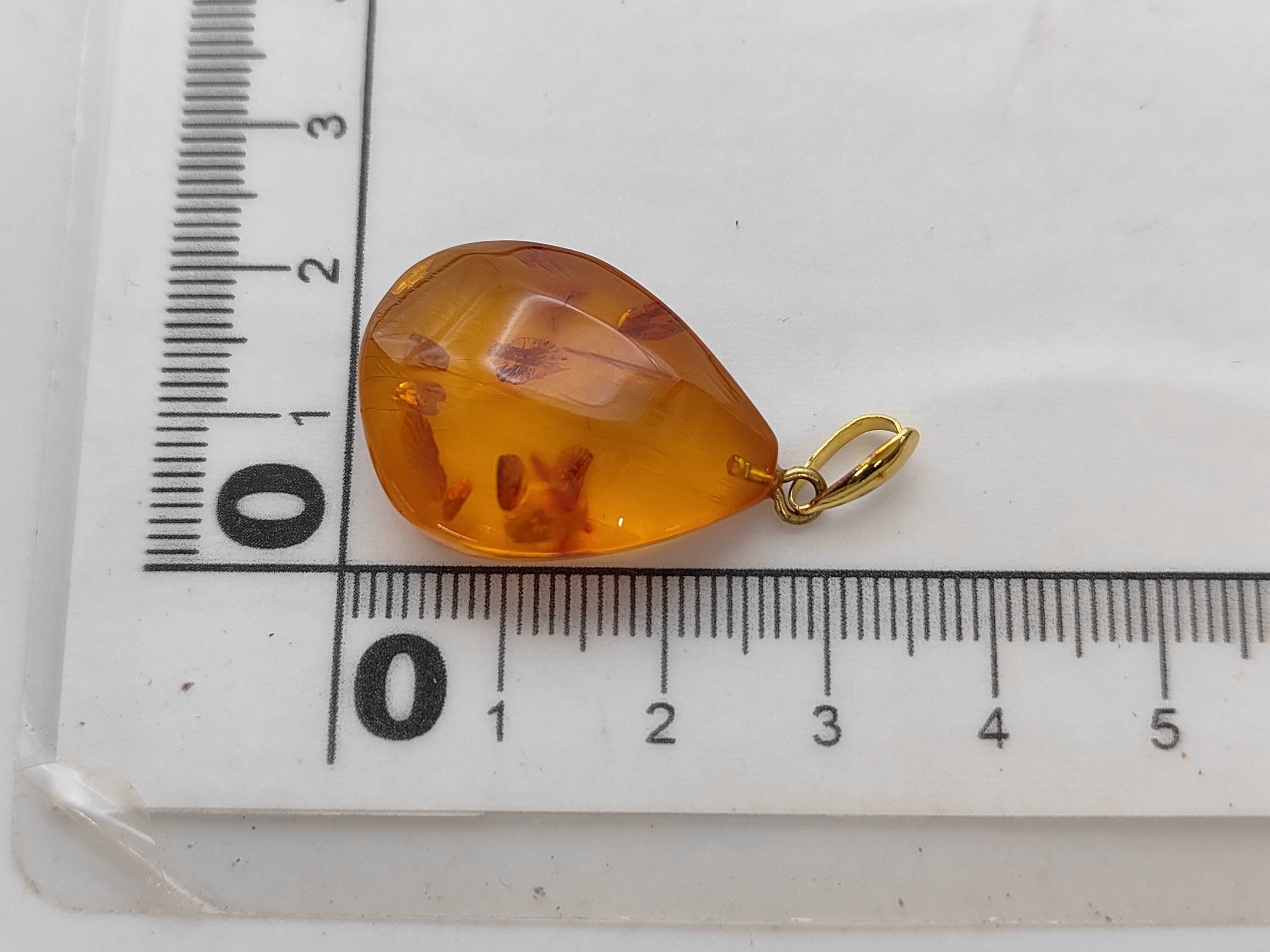 Baltic Cognac Amber and Gold-Plated Silver Teardrop Pendant