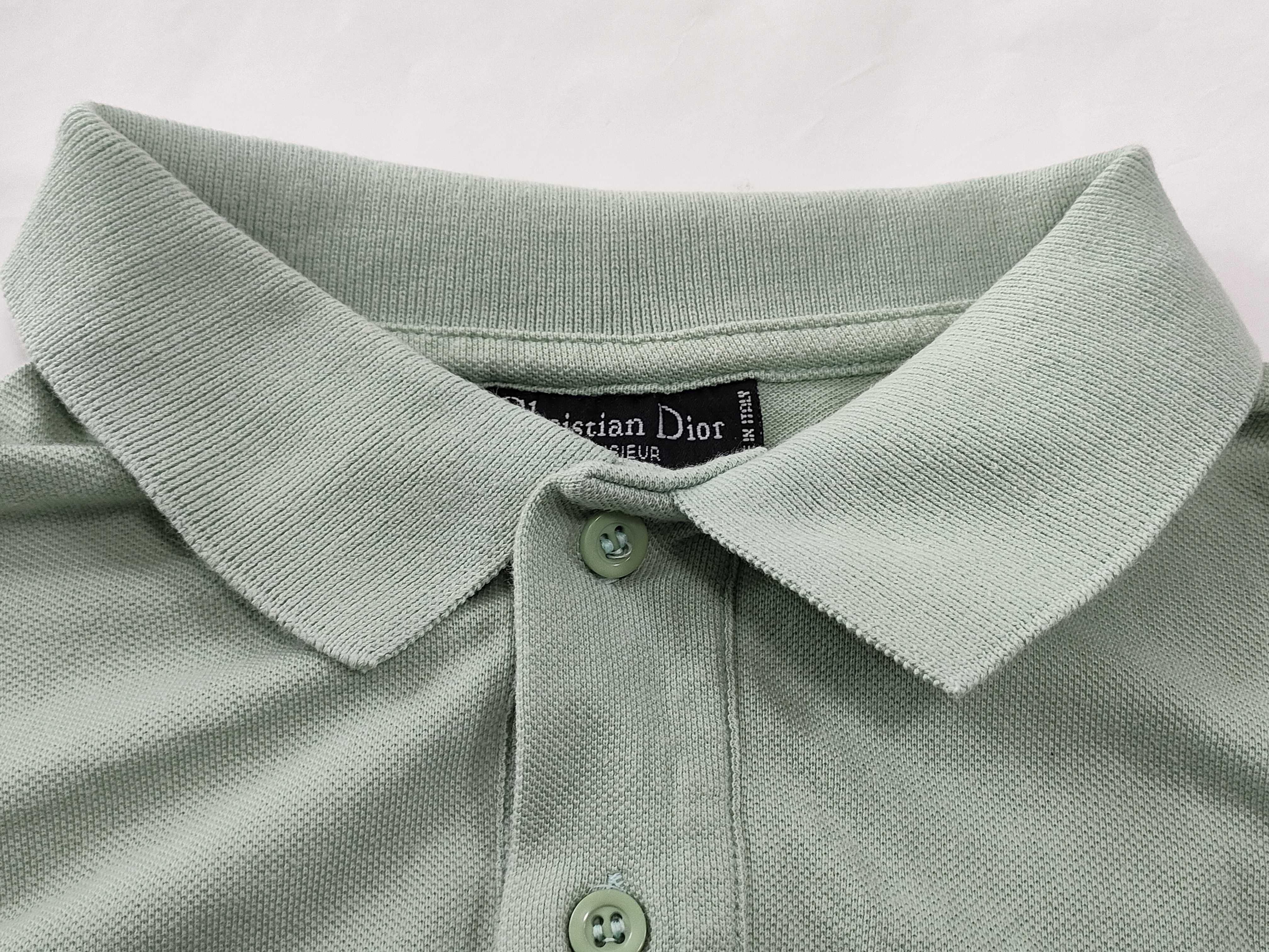 Christian Dior Monsieur Green Cotton Pique Short Sleeve Polo Shirt
