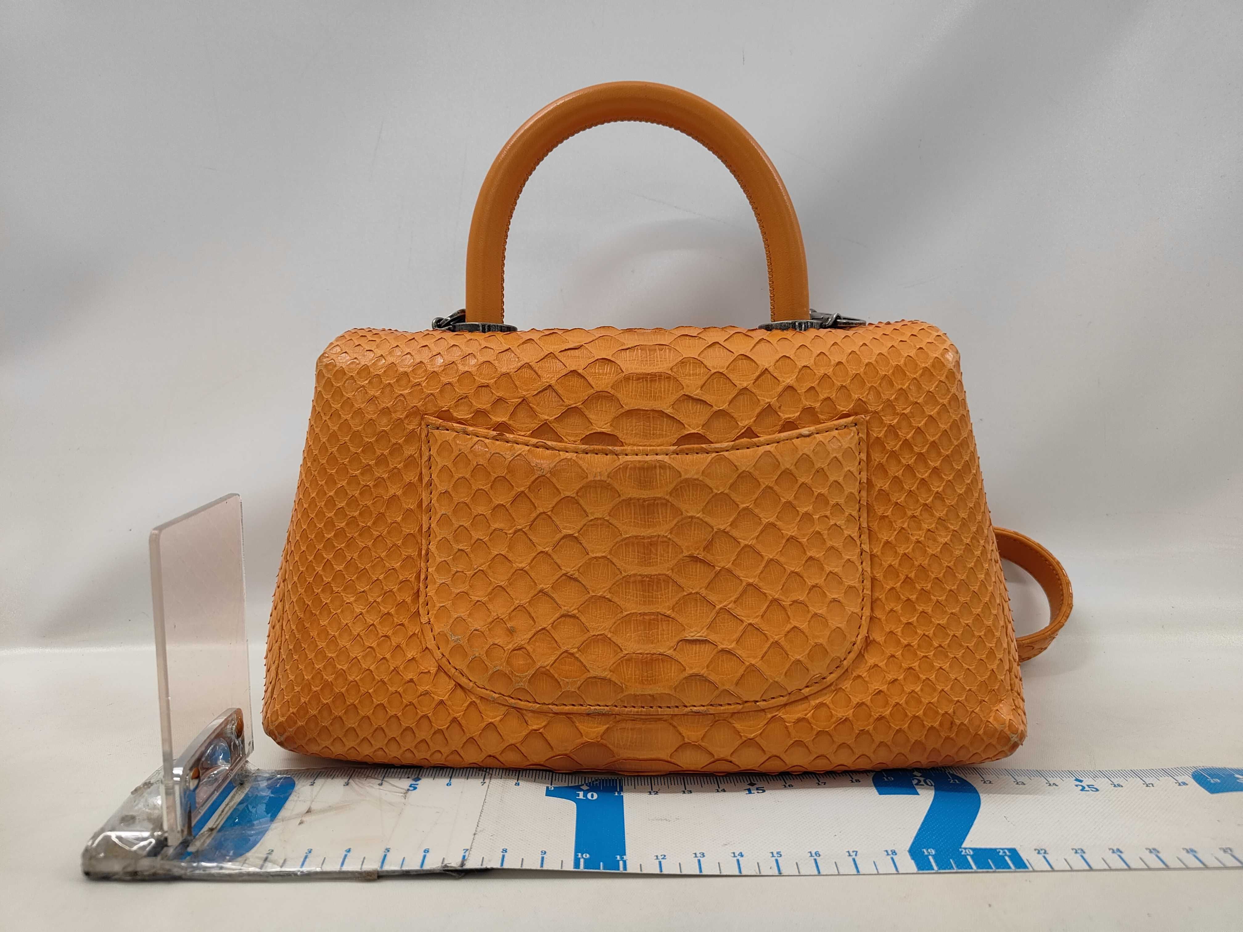 Chanel Orange Python Coco Handle Bag with Aged Ruthenium Hardware