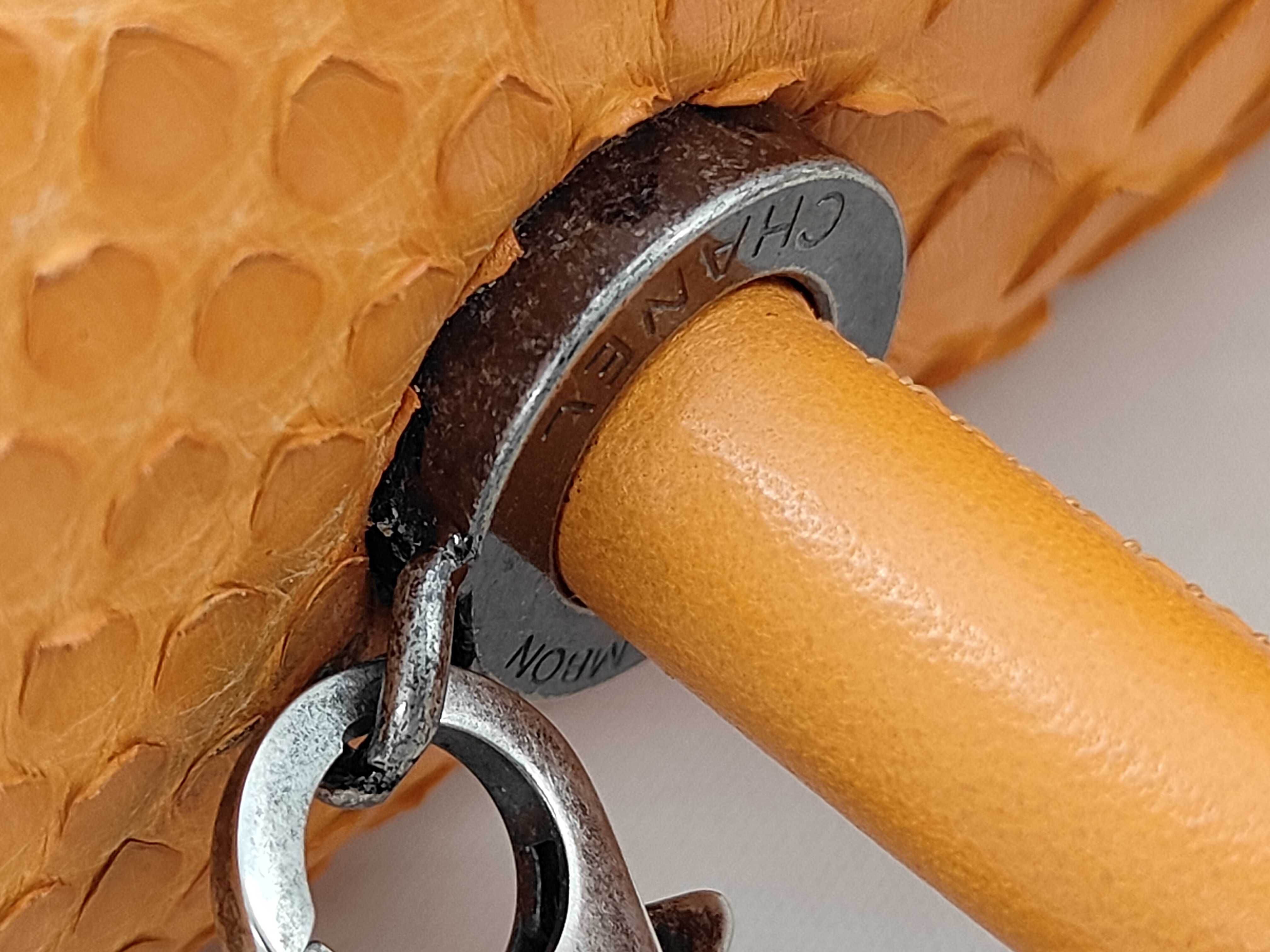 Chanel Orange Python Coco Handle Bag with Aged Ruthenium Hardware