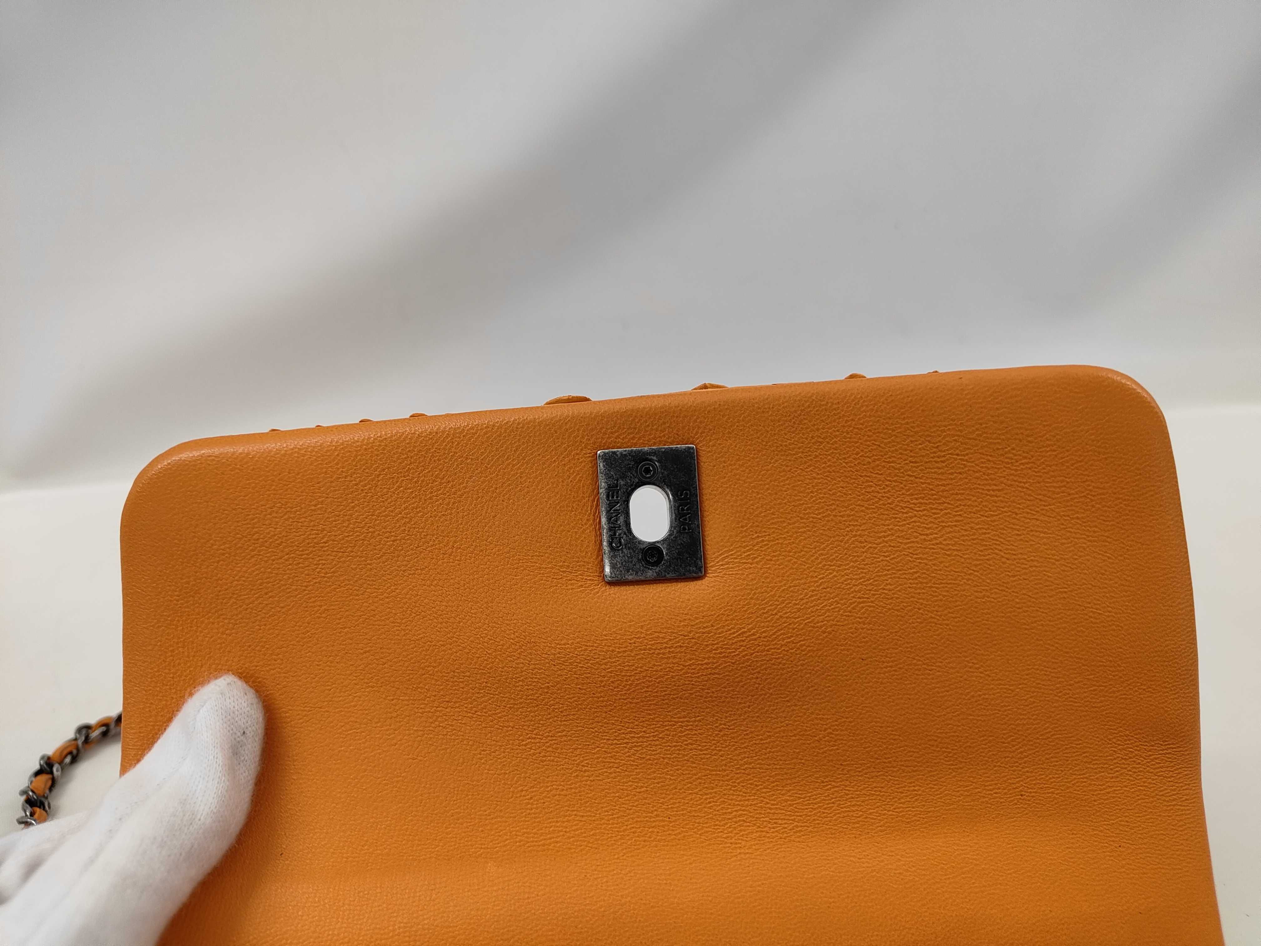 Chanel Orange Python Coco Handle Bag with Aged Ruthenium Hardware