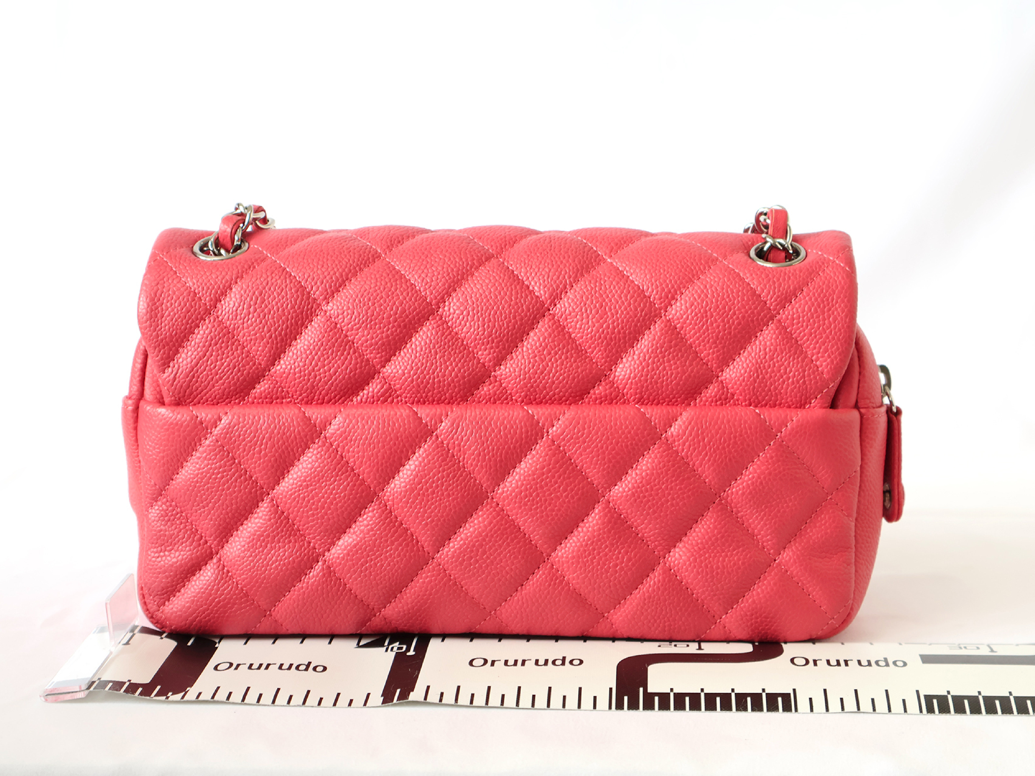 Chanel Coral Red Quilted Caviar Leather Easy Flap Bag