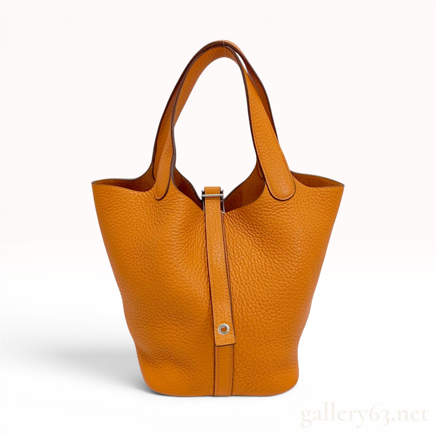Hermes Orange H Clemence Leather Picotin Lock 18 Handbag