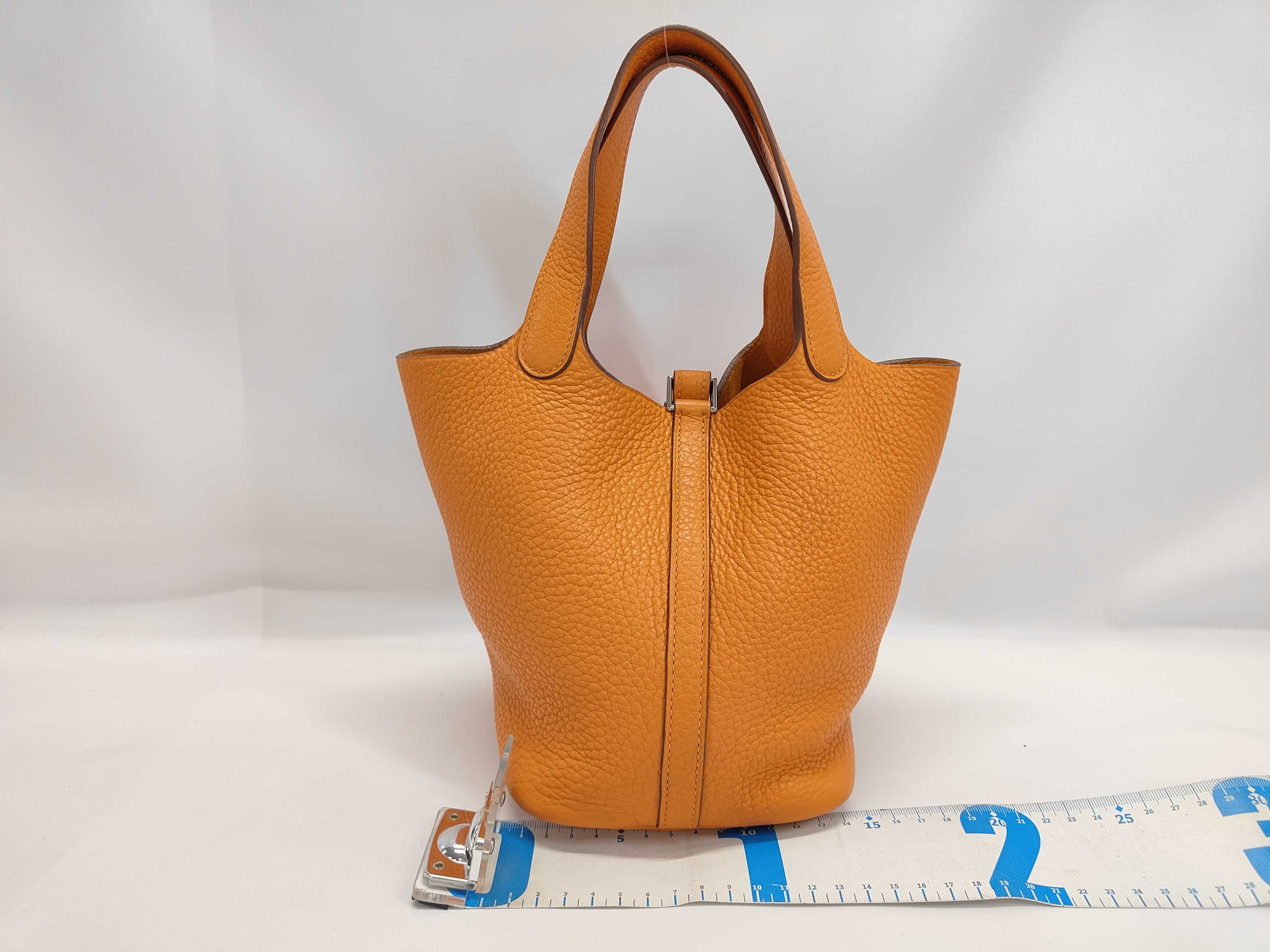 Hermes Orange H Clemence Leather Picotin Lock 18 Handbag