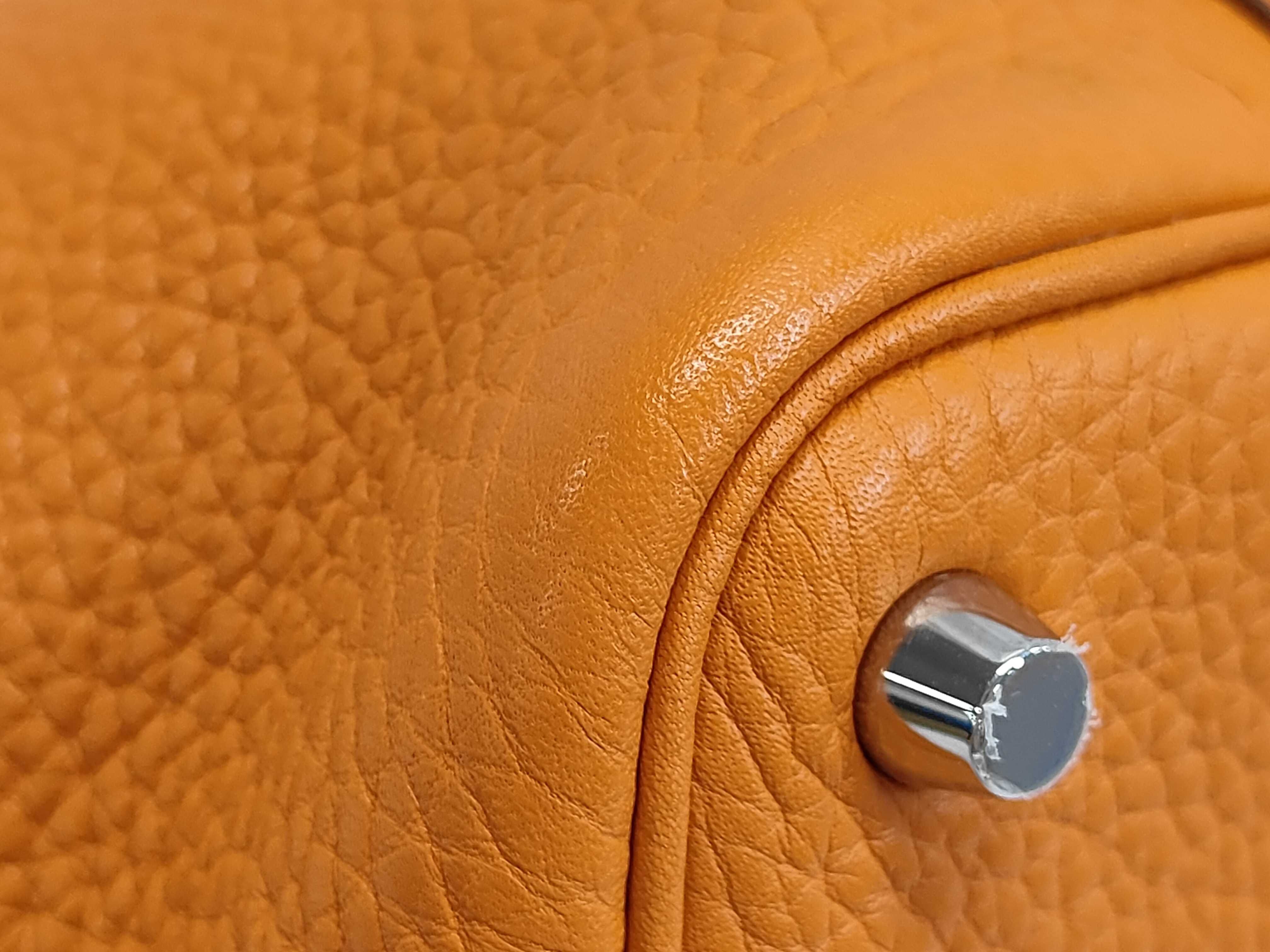 Hermes Orange H Clemence Leather Picotin Lock 18 Handbag